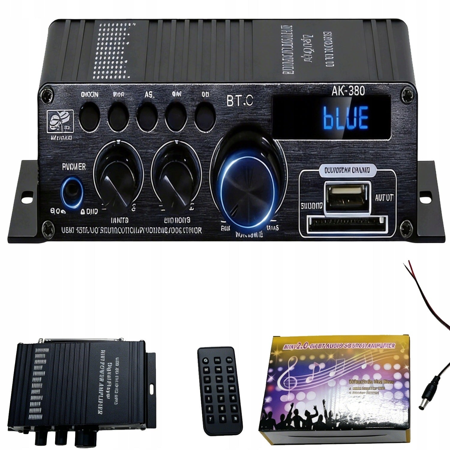 MINI BLUETOOTH HIFI AMPLIFIER 5.0 STEREO RADIO WITH REMOTE CONTROL 12V DC