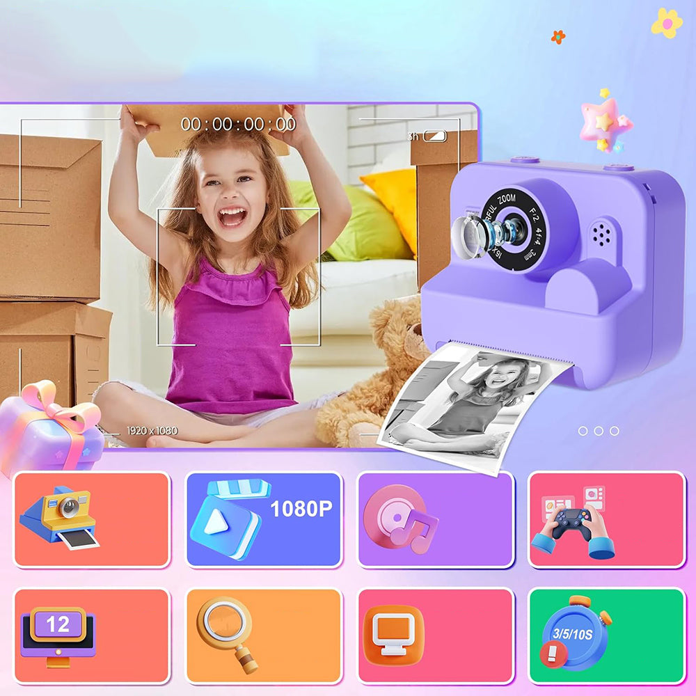 MINI CAMERA FOR CHILDREN WITH 4" SCREEN AND PRINTING FUNCTION Model MINI DRUKARKA APARAT