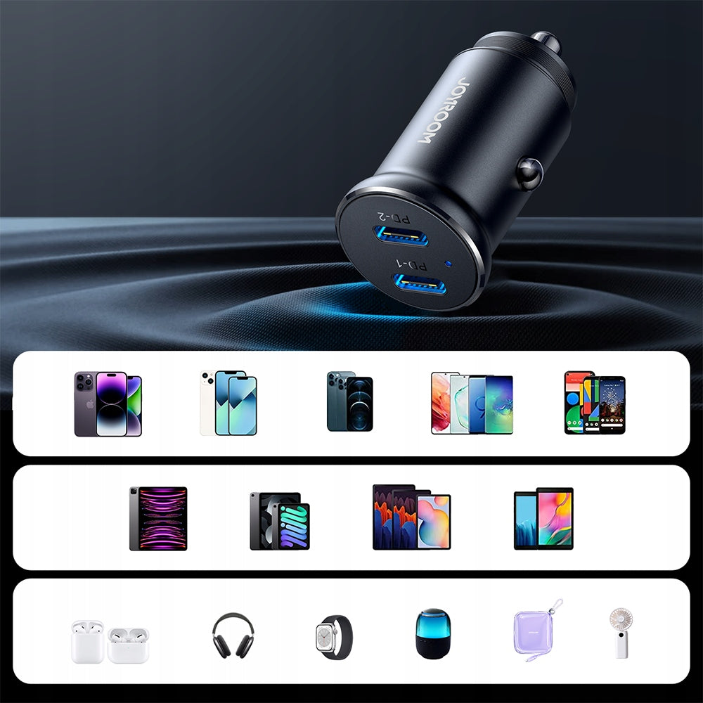 MINI CAR CHARGER 30W 2x USB-C PD ELEGANT METAL PD 3.0 QC 3.0 Manufacturer Joyroom