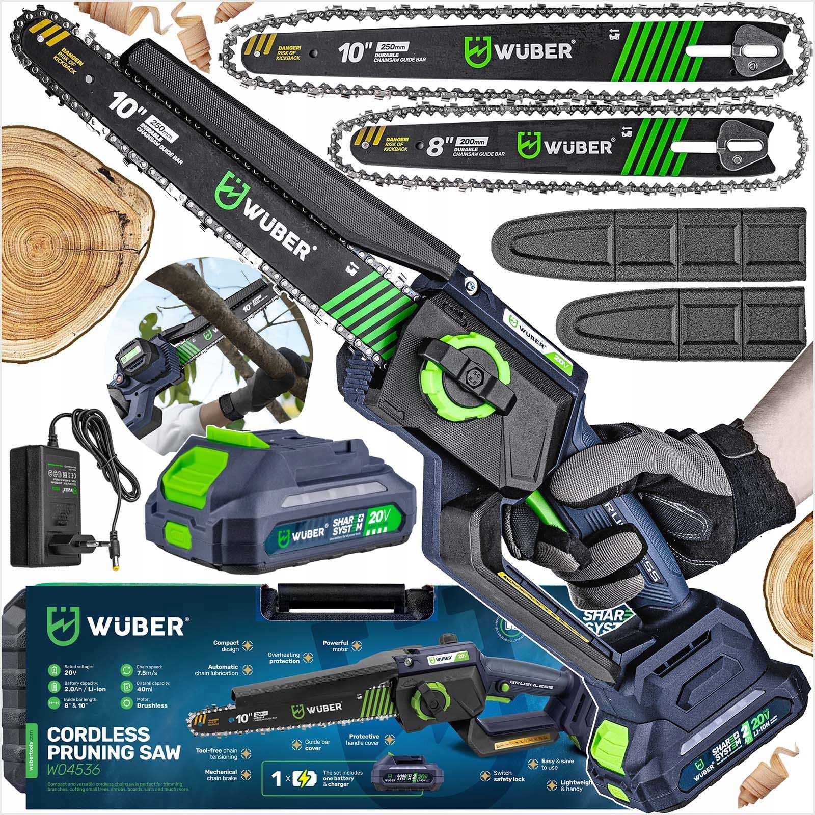 MINI CHAINSAW CORDLESS CHAINSAW FOR BRANCHES 1 AKU 2XCHAIN