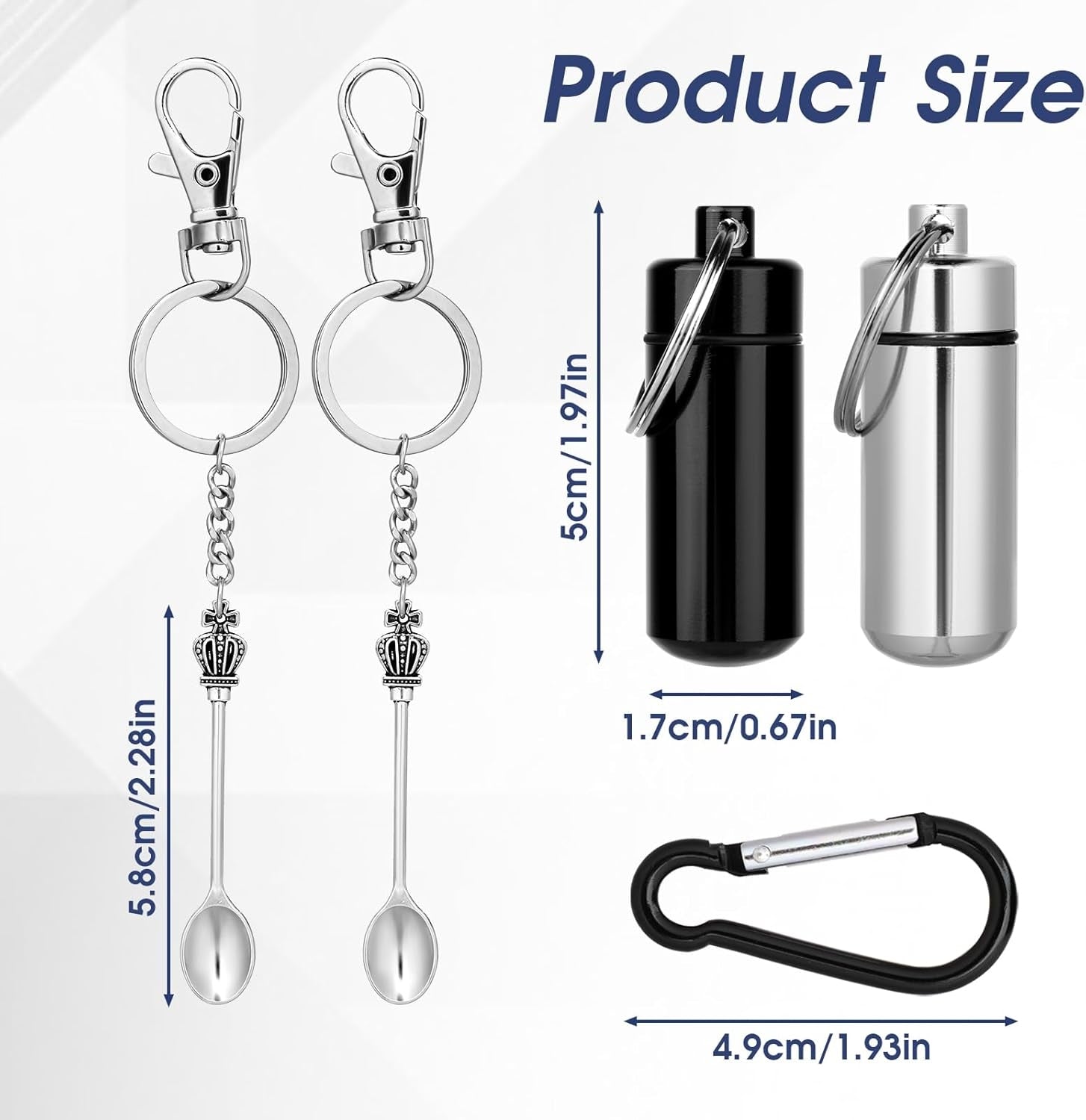 MINI CONTAINER WITH SPOON AND KEYCHAIN WATERPROOF METAL FOR KEYS Manufacturer code 0071860216627