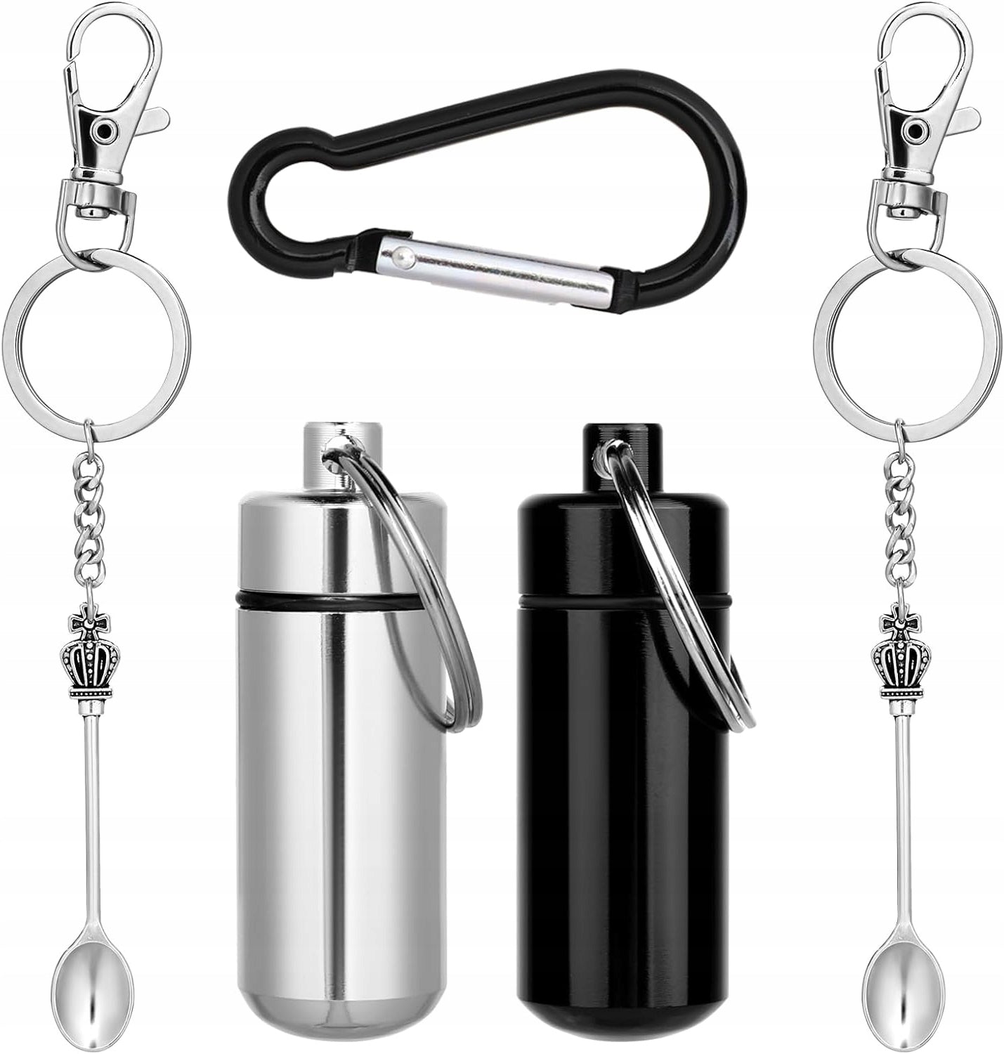 MINI CONTAINER WITH SPOON AND KEYCHAIN WATERPROOF METAL FOR KEYS
