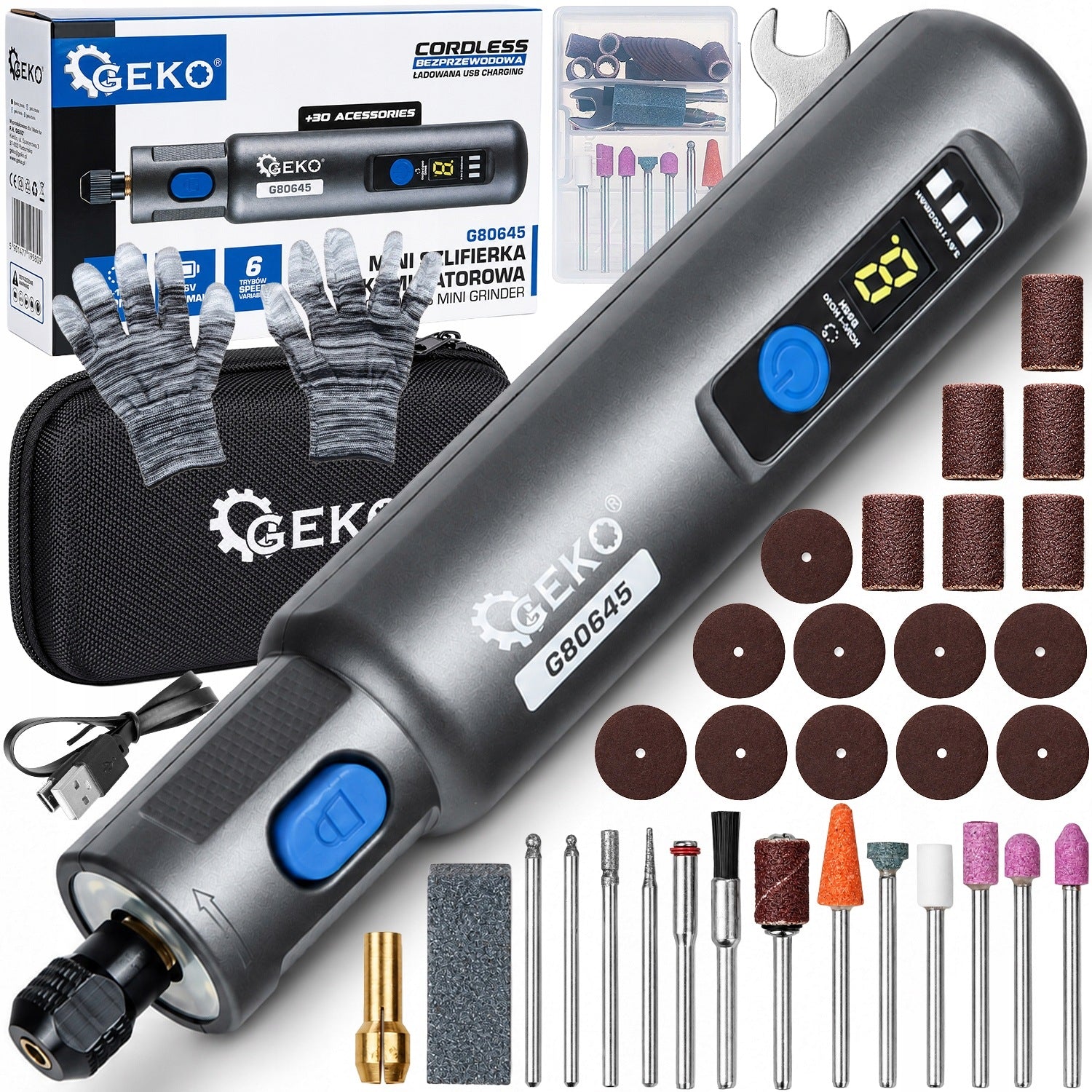 MINI CORDLESS GRINDER MILLING MACHINE MULTIFUNCTIONAL ADJUSTMENT + ACCESSORIES