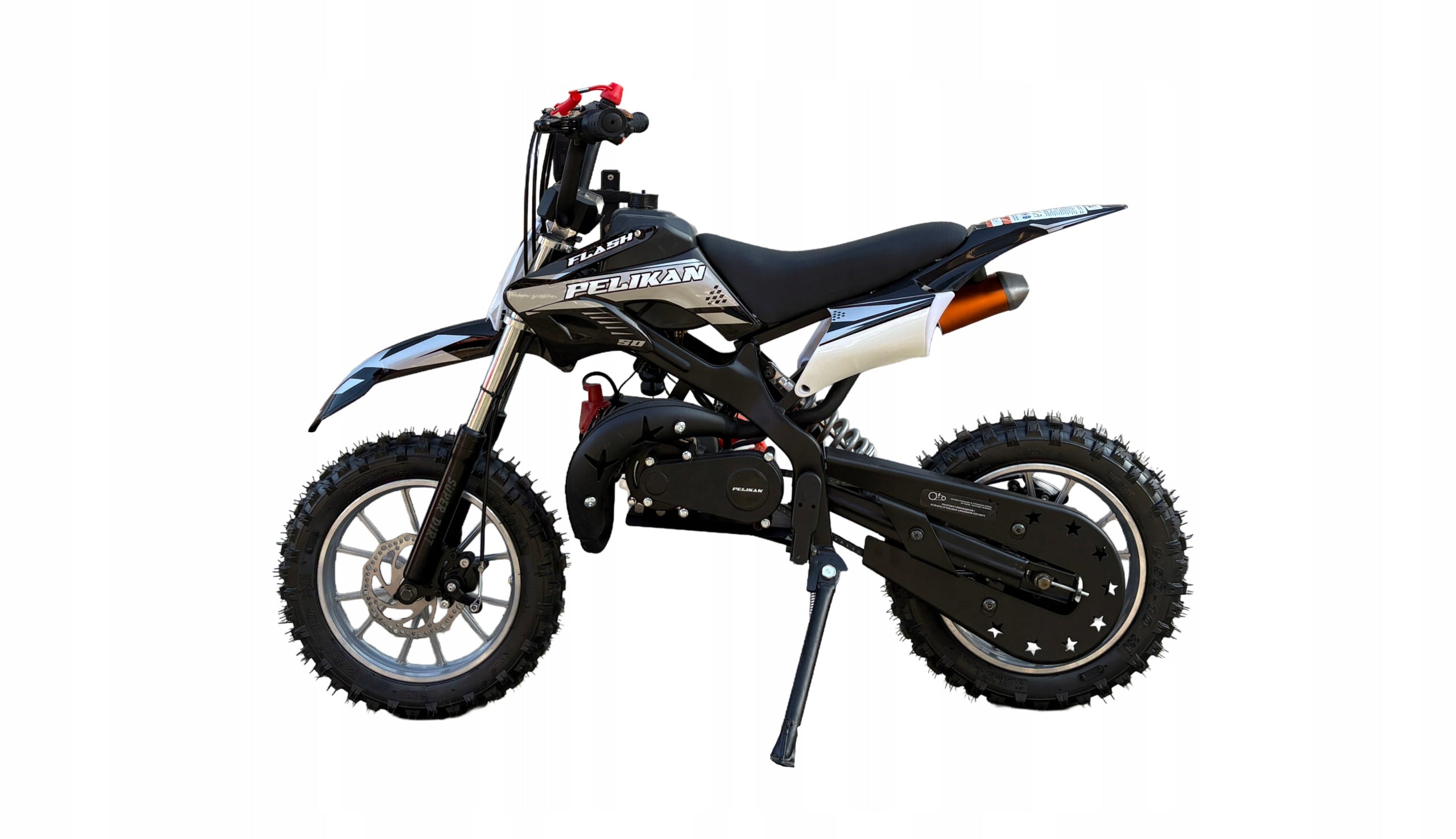 MINI CROSS MOTOR 50cc KIDS LARGE WHEELS SPEED CONTROL 701 PST GOLD Manufacturer code 701 pull-start czarno złoty