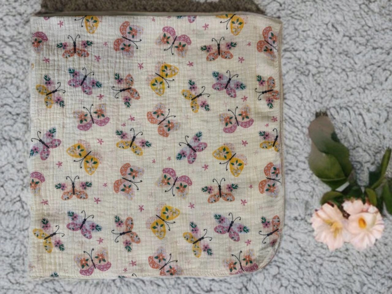 MINI DIAPER MUSLIN Diaper 38x38 Cloth Pattern BUTTERFLIES Packaging status original