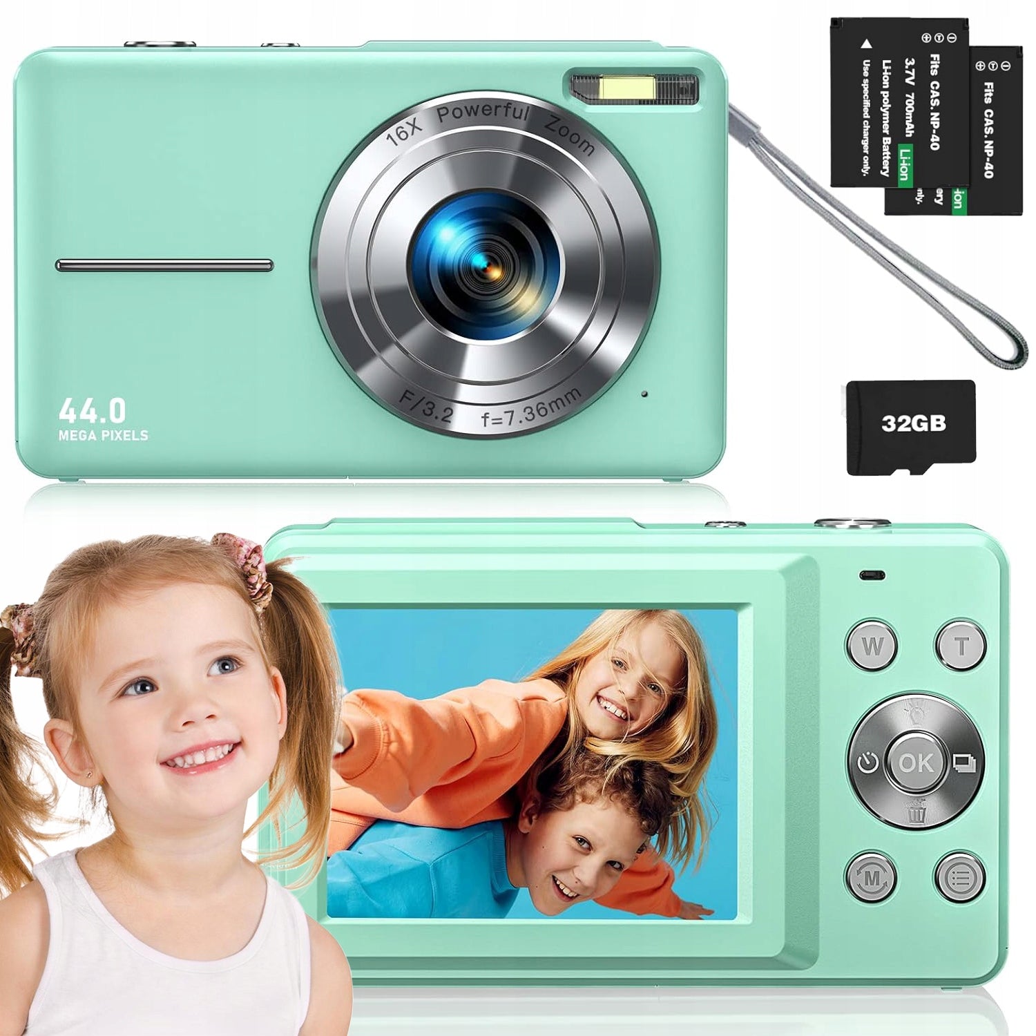MINI DIGITAL CAMERA 44 MP 1080P 16X DIGITAL ZOOM WITH 32GB MEMORY CARD