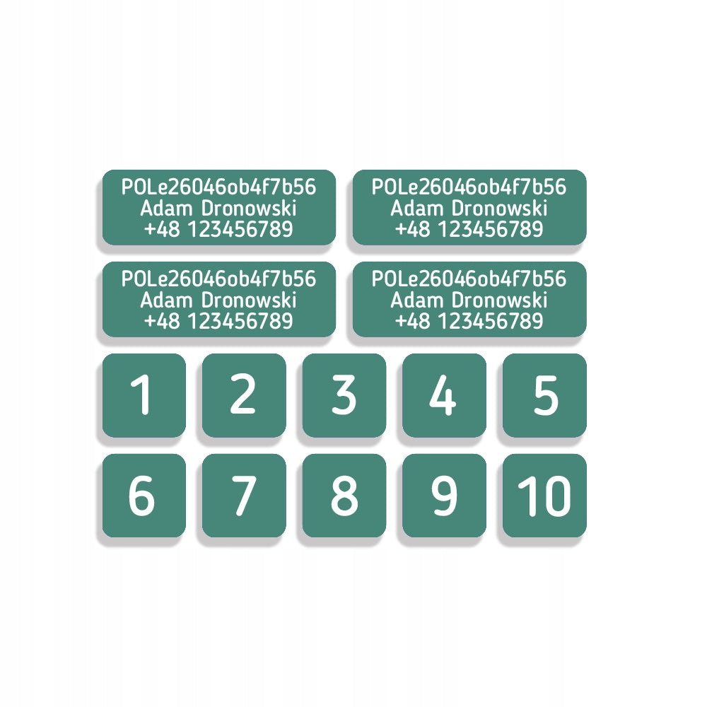 MINI DRONE STICKERS WITH OPERATOR NUMBER 28x9mm green