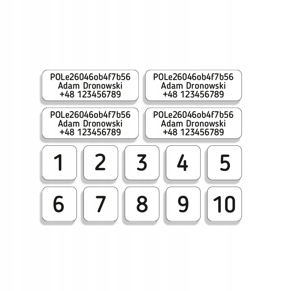 MINI DRONE STICKERS WITH OPERATOR NUMBER 28x9mm white