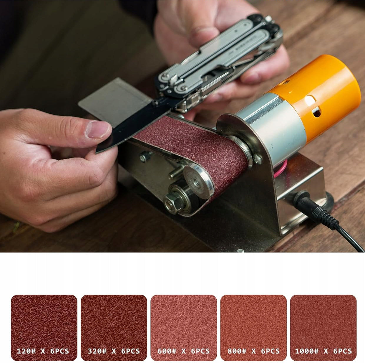 MINI ELECTRIC BELT SANDER FOR WOOD AND METAL 7 ADJUSTABLE SPEED Packaging status original