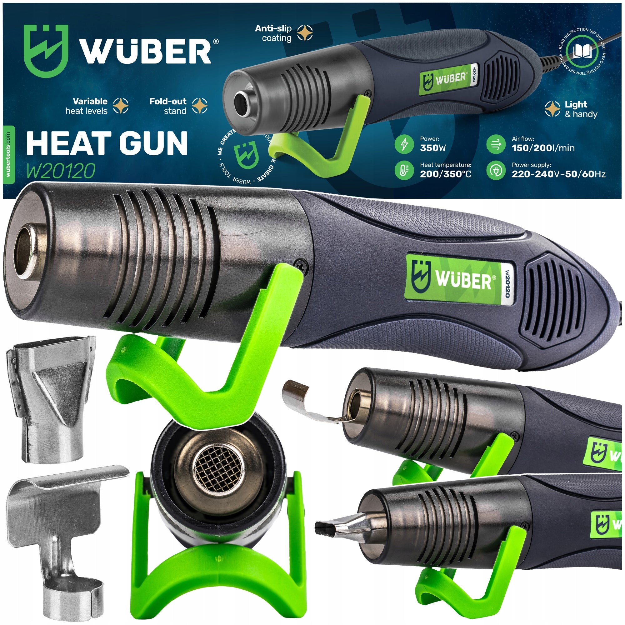 MINI ELECTRIC HEAT GUN ADJUSTABLE 2 GEARS 350°C HOT AIR WUBER