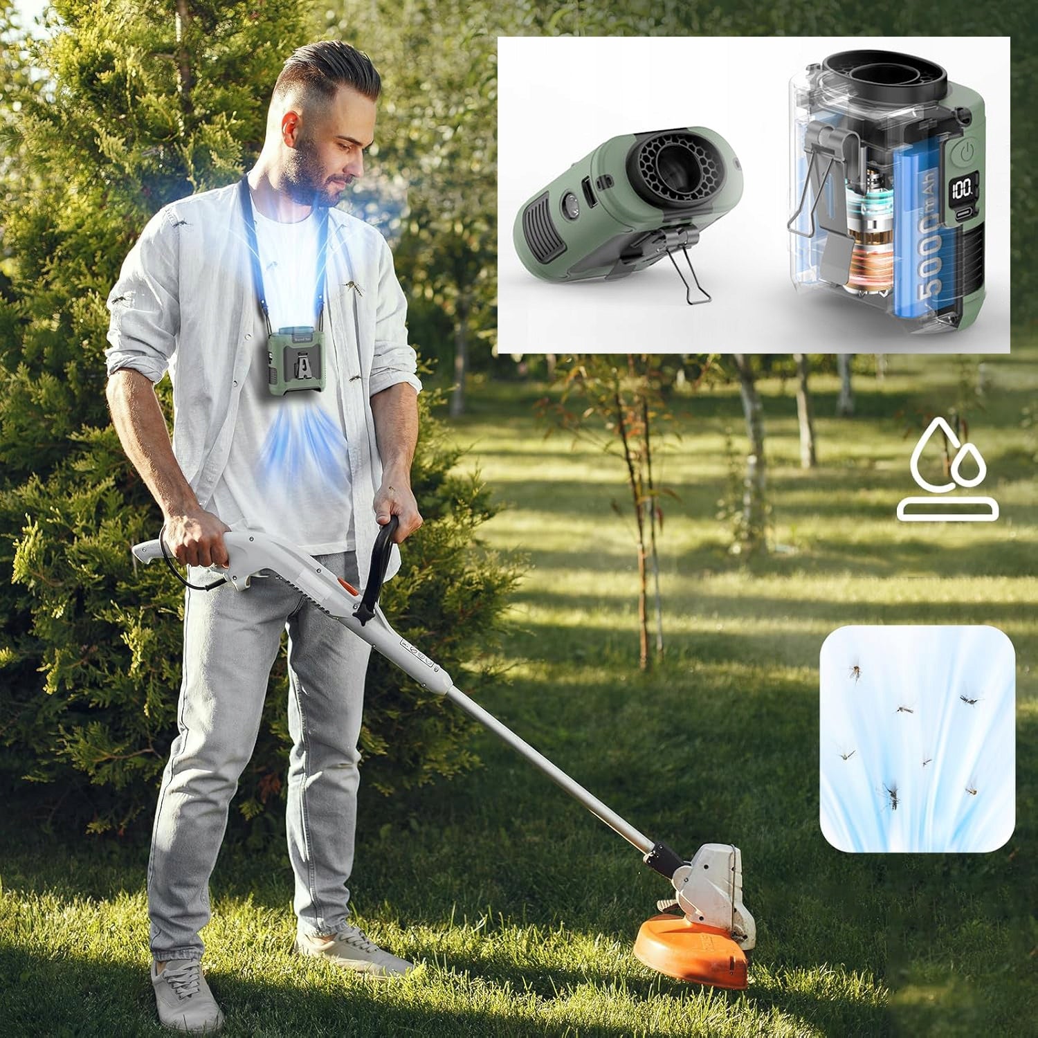 MINI FAN WITH BRUSHLESS DRIVE AND NECK STRAP Functions oscillation