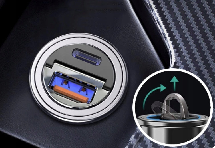 MINI FAST POWERFUL CAR CHARGER FOR PHONE 30W USB/USB-C 5V 9V 12V Packaging status original