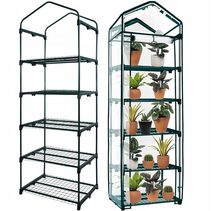 MINI FOIL TUNNEL GARDEN GREENHOUSE FOR BALCONY GARDEN 5 SHELVES 190x70x50cm Length 190 m