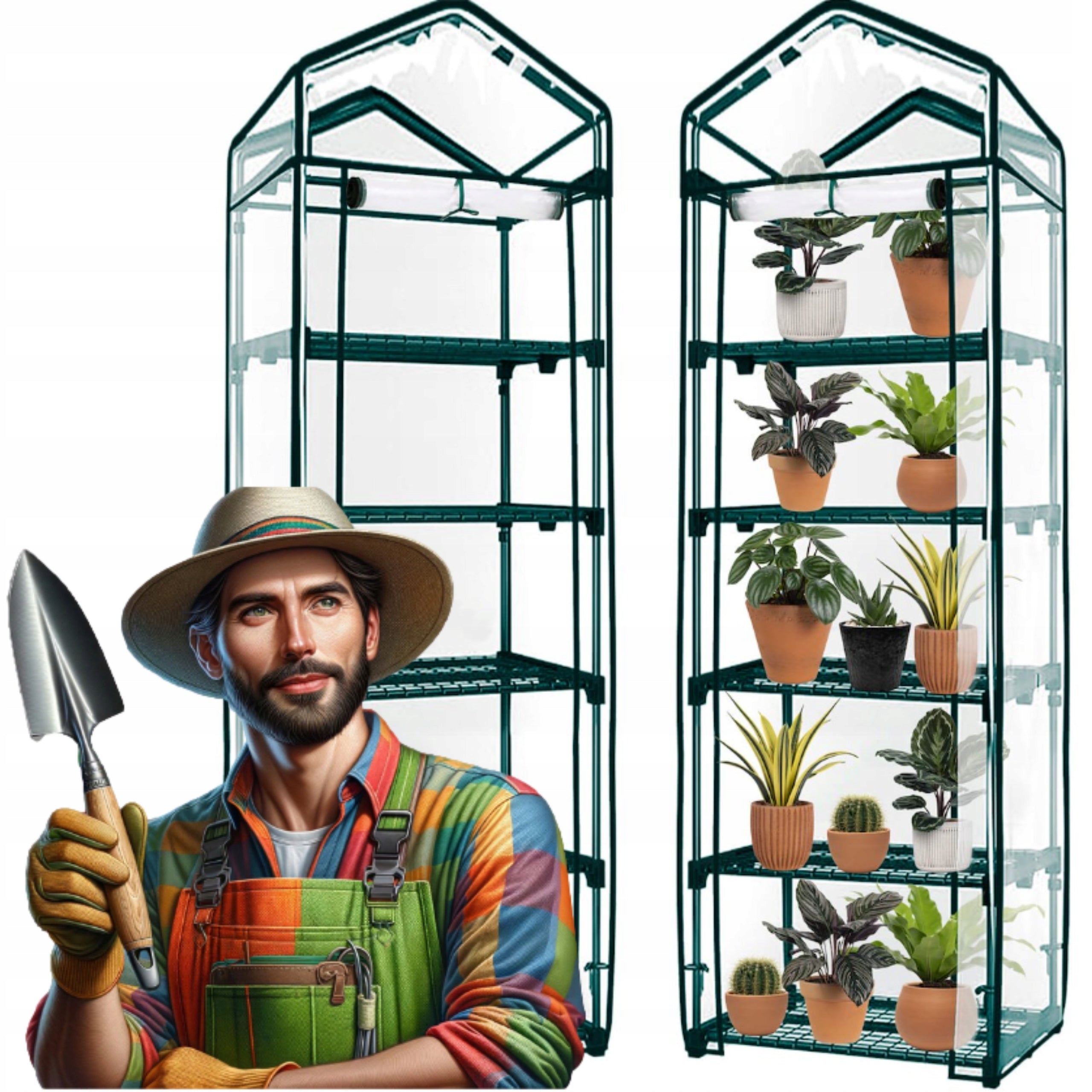 MINI FOIL TUNNEL GARDEN GREENHOUSE FOR BALCONY GARDEN 5 SHELVES 190x70x50cm