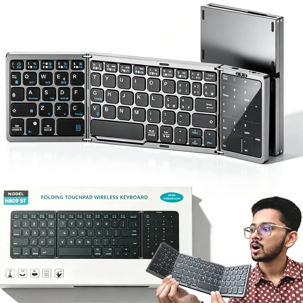 MINI FOLDABLE BT KEYBOARD WITH INTEGRATED TOUCHPAD 3 WORKING DEVICES