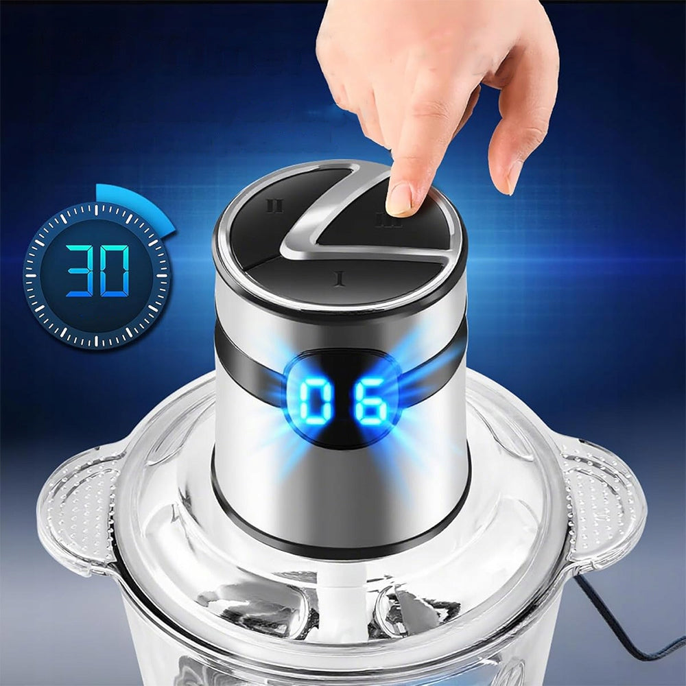 MINI FOOD PROCESSOR 200W 2L VEGETABLE MEAT CHOPPER GLASS STAINLESS STEEL Dominant color silver