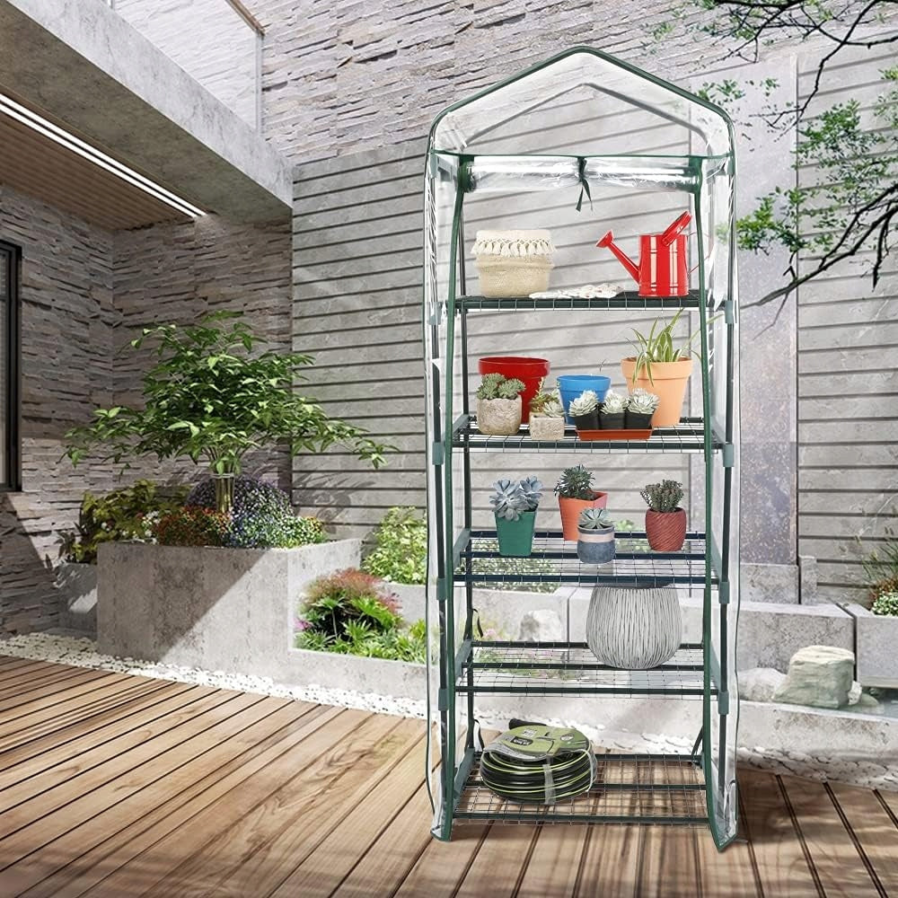 MINI GARDEN BALCONY GREENHOUSE 5 SHELVES VERTICAL FOIL 190x70x50 cm Length 0.49 m