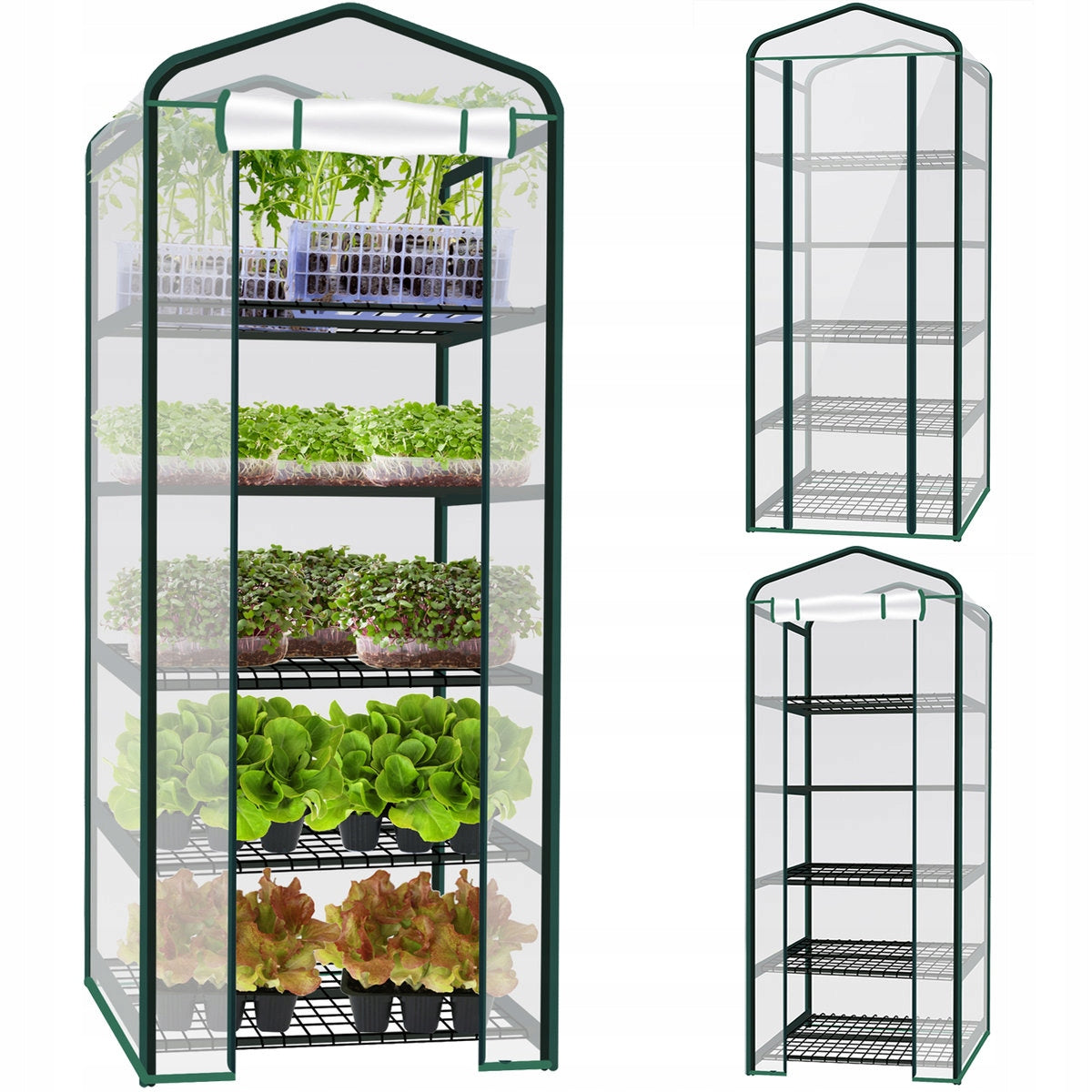 MINI GARDEN BALCONY GREENHOUSE 5 SHELVES VERTICAL FOIL 190x70x50 cm