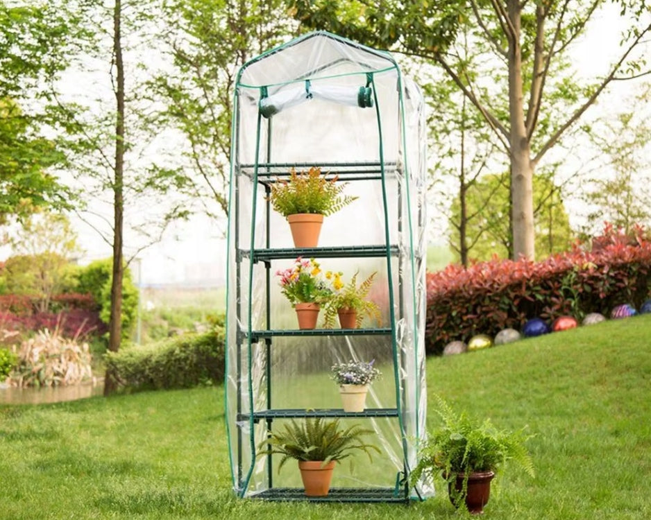 MINI GARDEN BALCONY GREENHOUSE 5 SHELVES VERTICAL FOIL Product height 190 cm