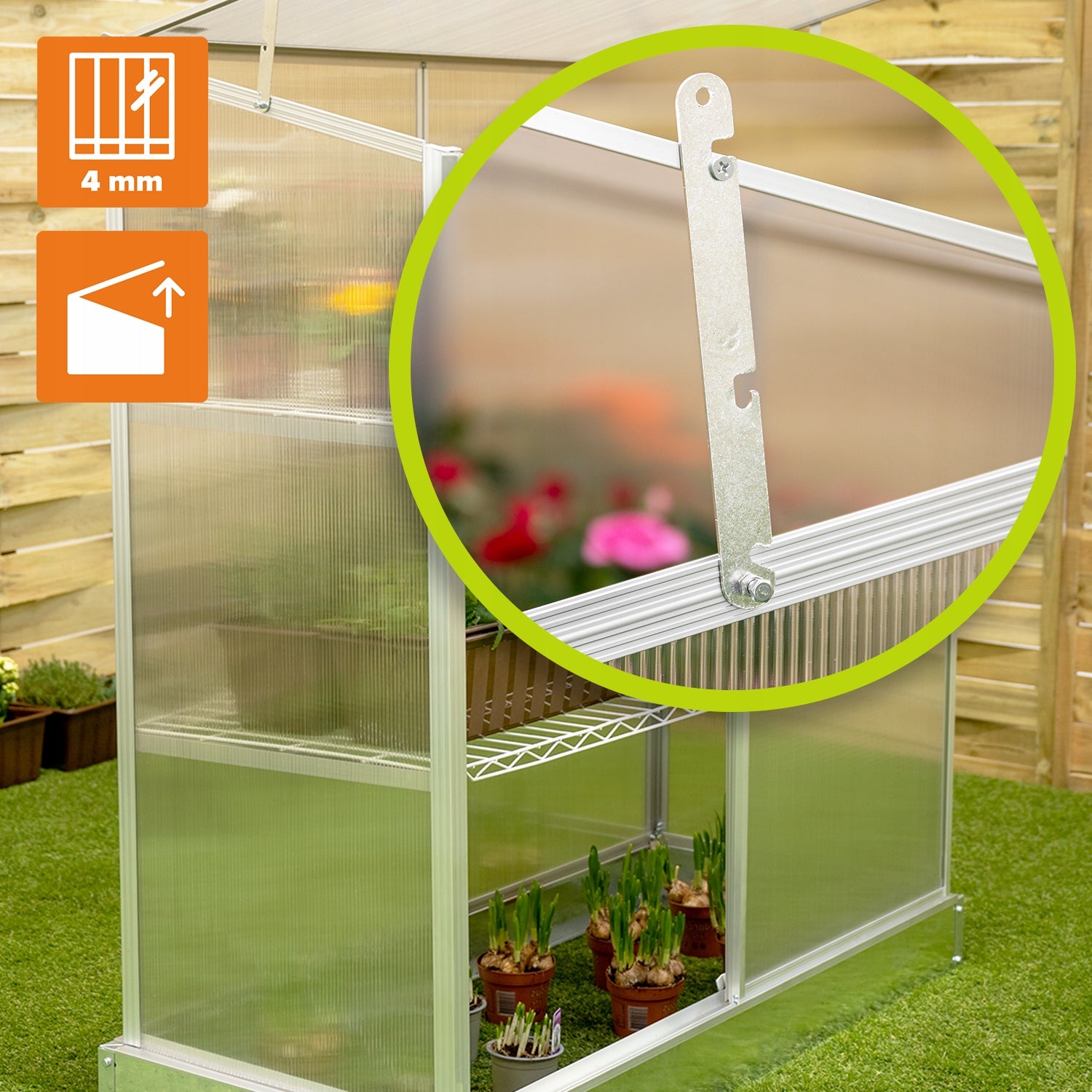 MINI GARDEN GREENHOUSE 130x58x140 BALCONY WALL POLYCARBONATE - Hosta Length 1.29 m