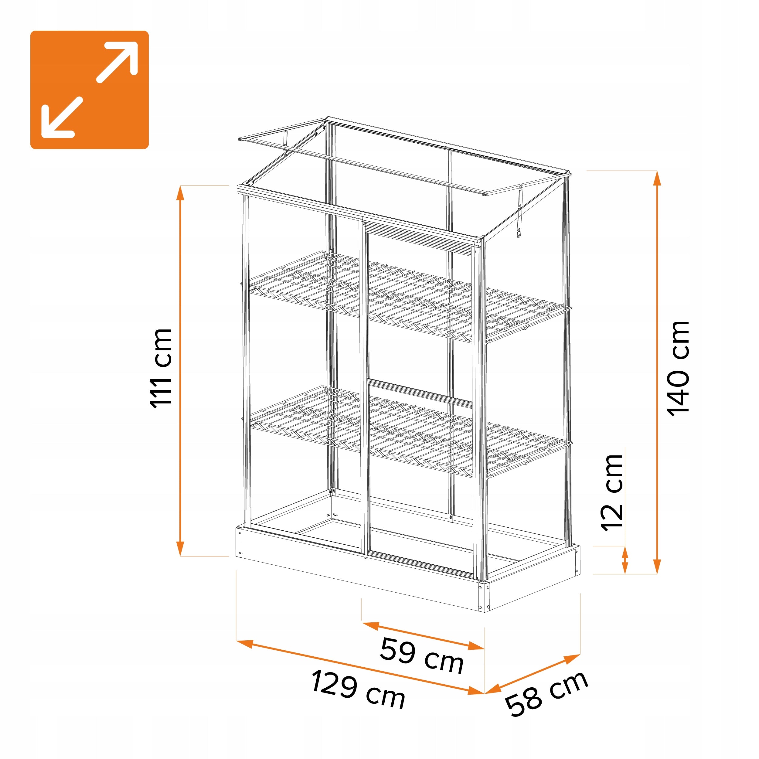 MINI GARDEN GREENHOUSE 130x58x140 BALCONY WALL POLYCARBONATE - Hosta Packaging status original