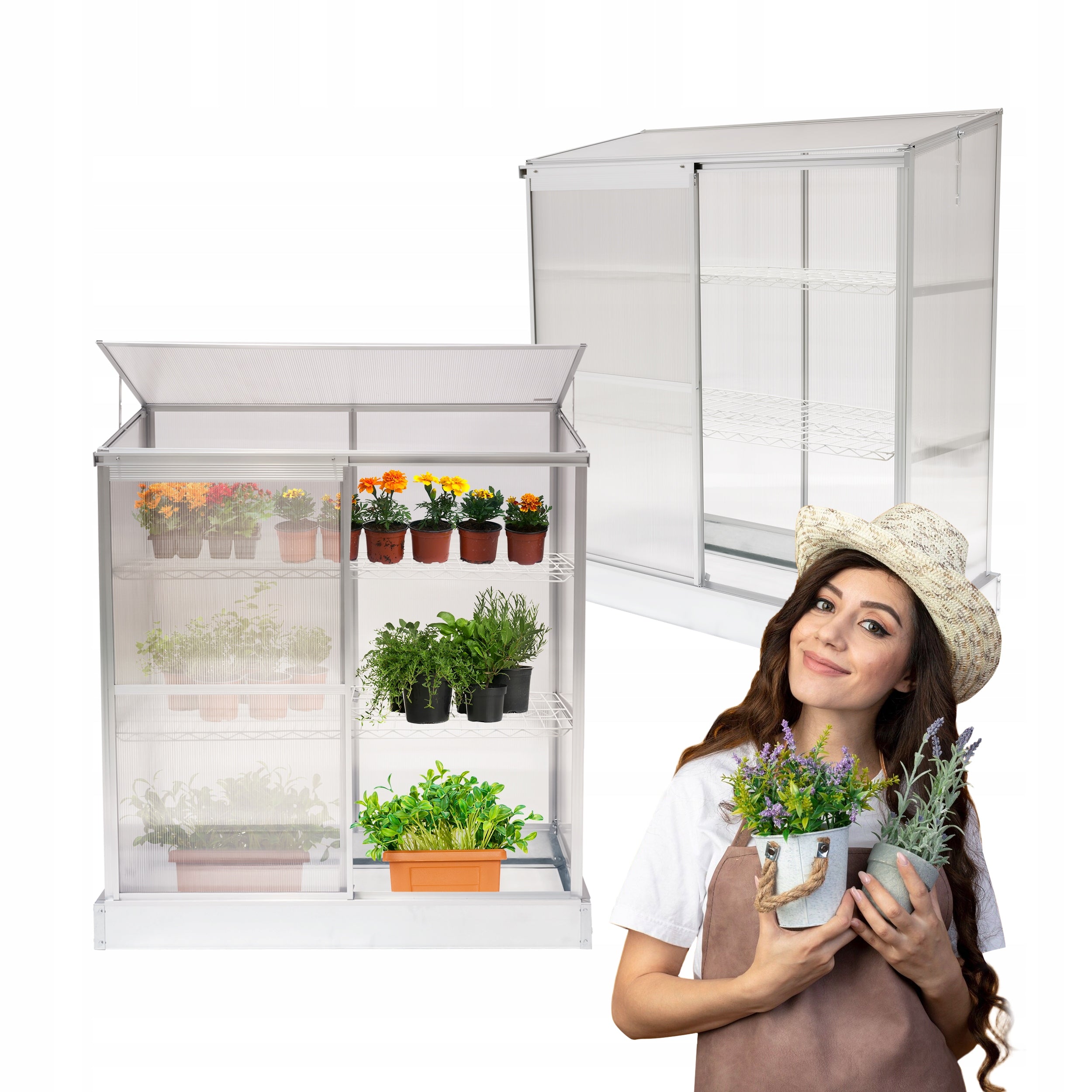 MINI GARDEN GREENHOUSE 130x58x140 BALCONY WALL POLYCARBONATE - Hosta