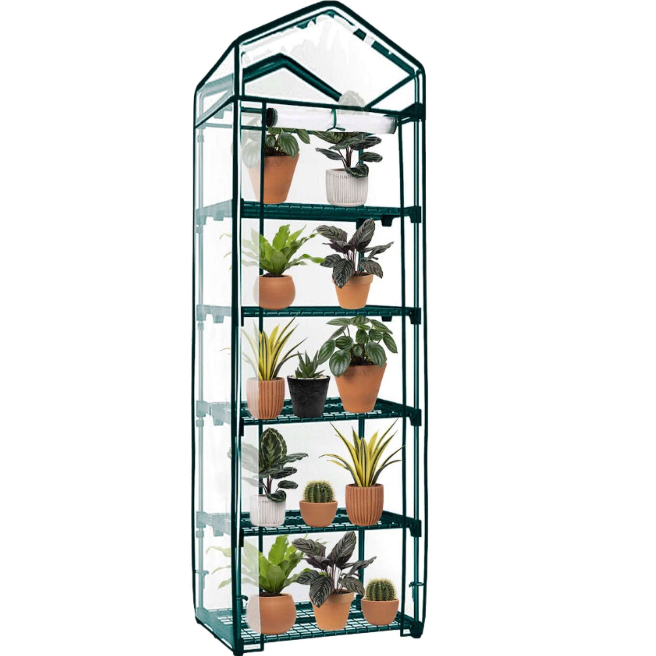 MINI GARDEN GREENHOUSE FOR FREESTANDING BALCONY HIGH 5 SHELVES 190x 70x 50cm Length 0.5 m