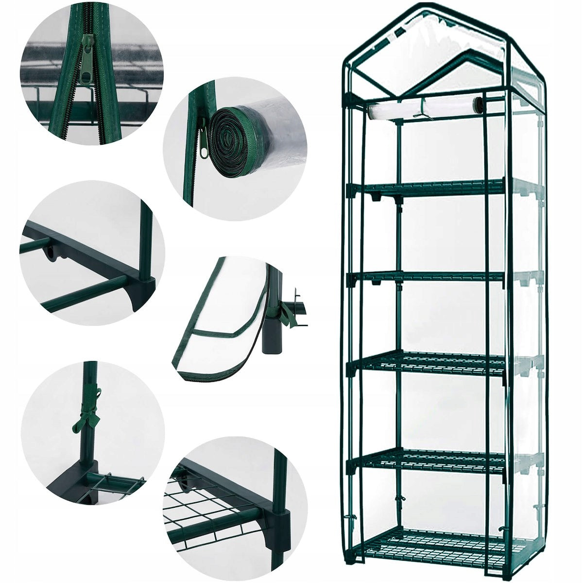 MINI GARDEN GREENHOUSE FOR FREESTANDING BALCONY HIGH 5 SHELVES 190x 70x 50cm Width 0.7 m