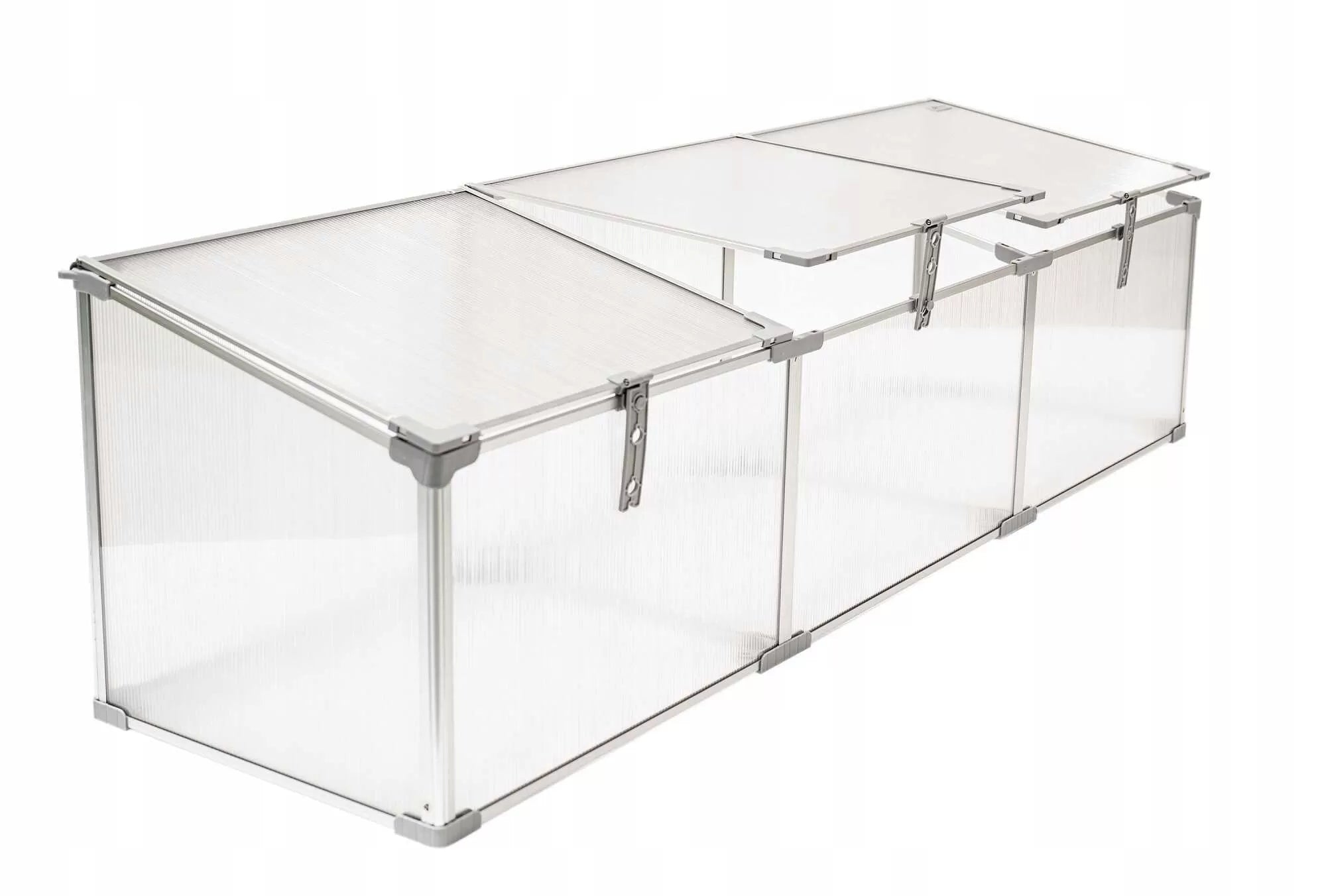 MINI GREENHOUSE 180 CM POLYCARBONATE SEEDLING INSPECTION 3 CHAMBERS Magnolia III Product height 39 cm