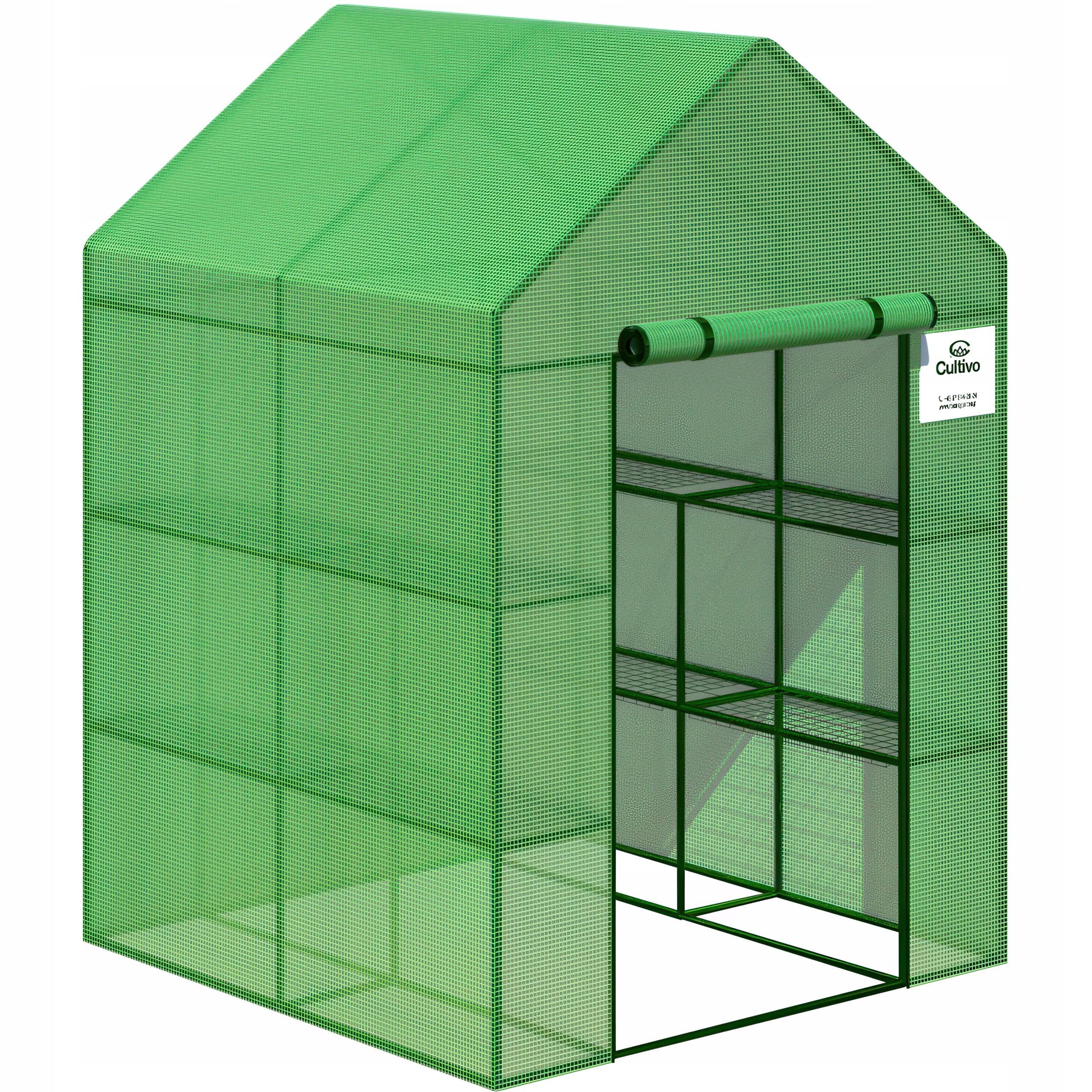 MINI GREENHOUSE Balcony Garden 140x140 cm with Bookcase 8 Shelves Green UV4 Width 1.4 m
