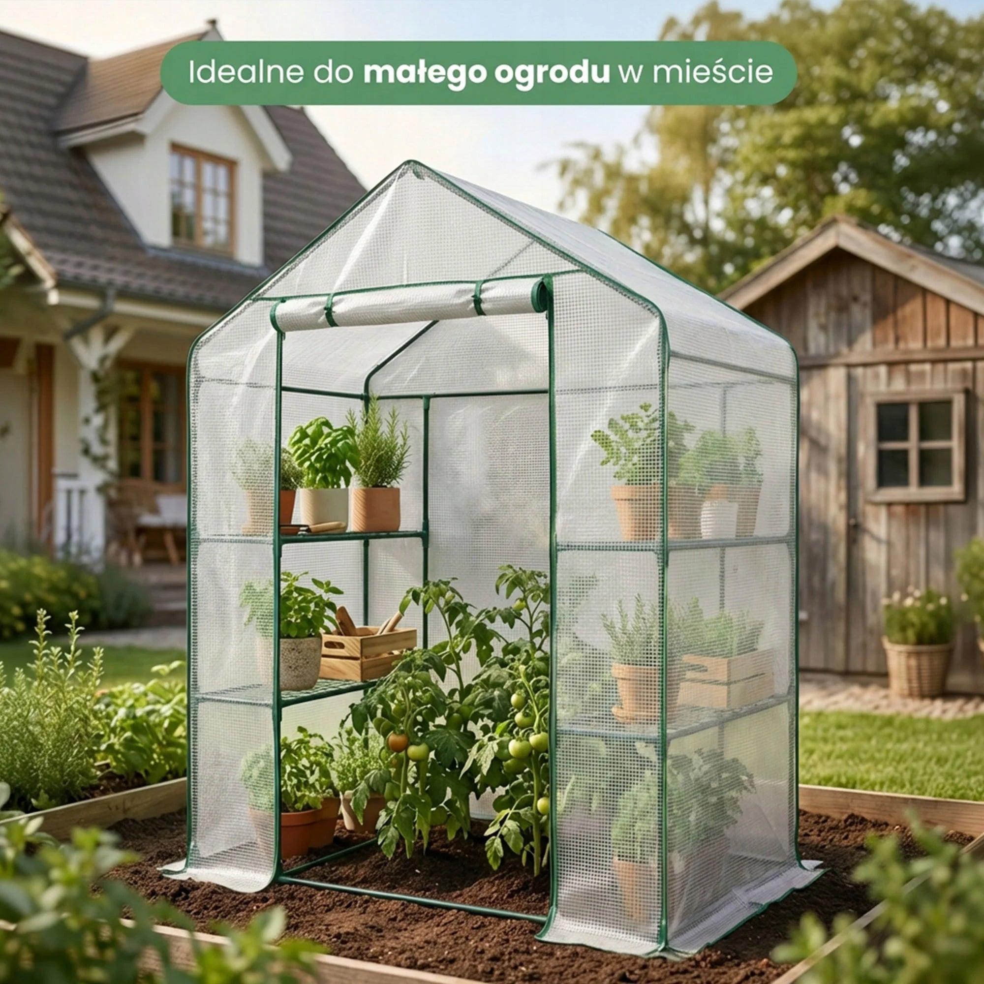 MINI GREENHOUSE FOIL GARDEN TUNNEL SHELVES 1,43x0,73 m UV 1,04m2 VEGETABLES Packaging status original
