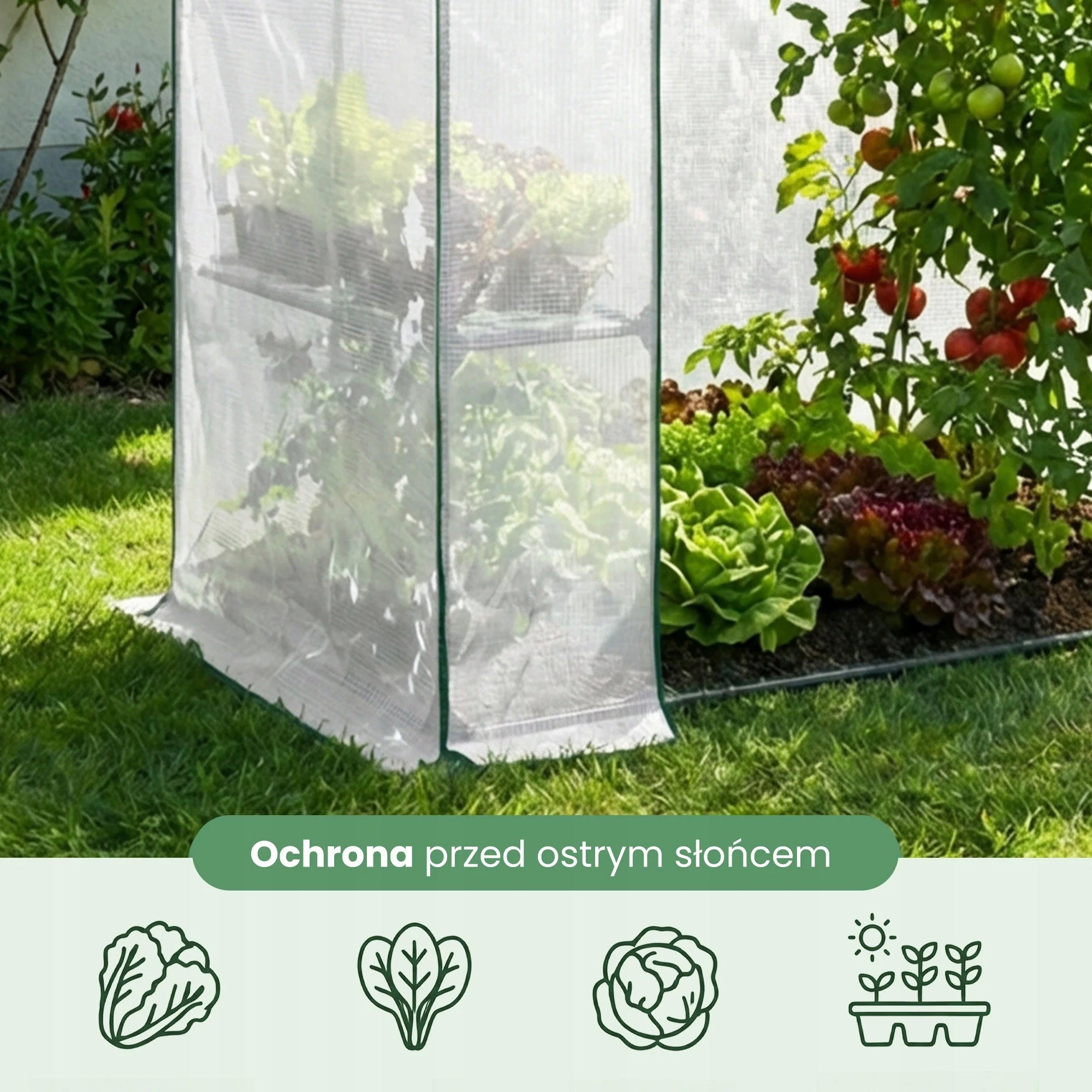 MINI GREENHOUSE FOIL GARDEN TUNNEL SHELVES 1,43x0,73 m UV 1,04m2 VEGETABLES Product height 195 cm