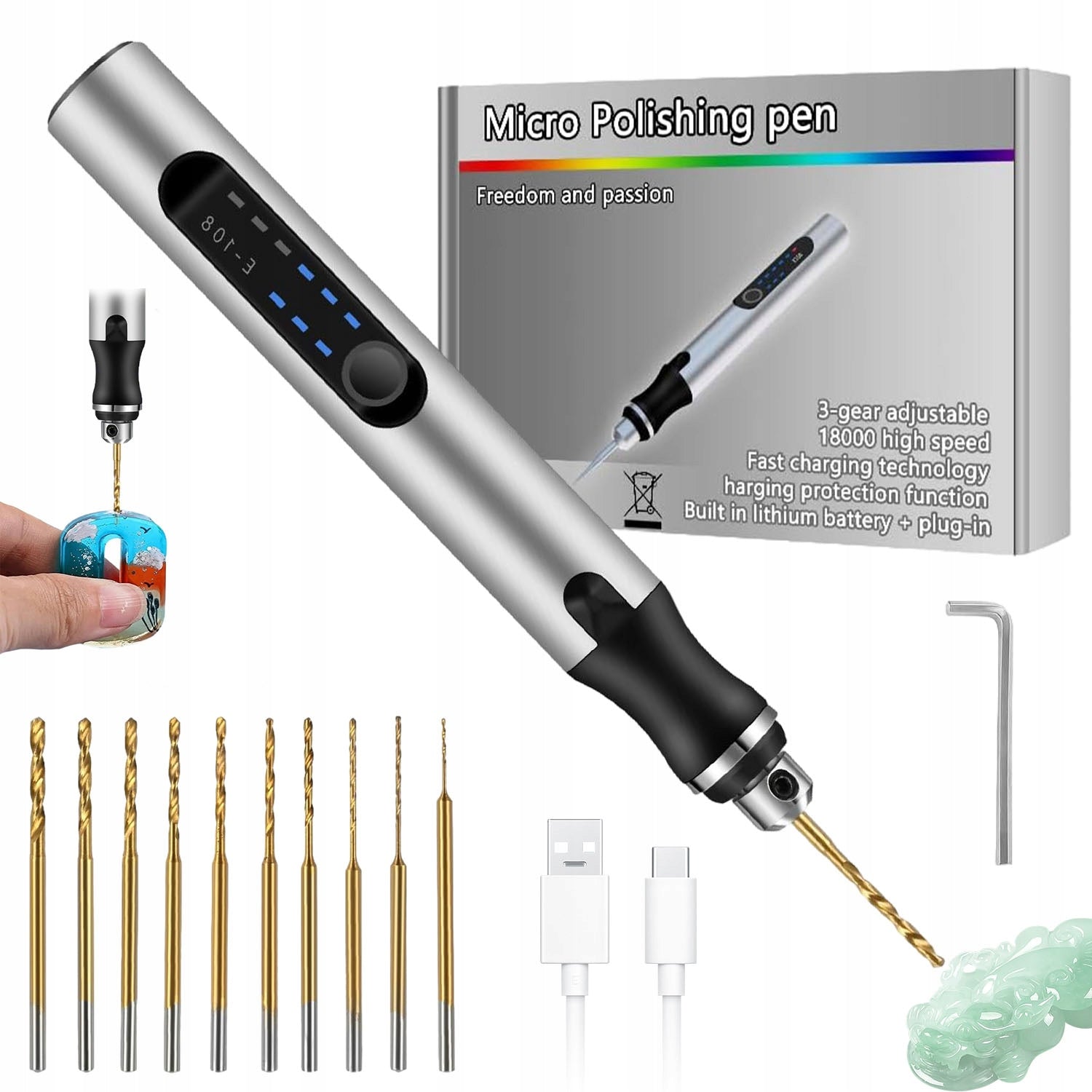 MINI GRINDER SMALL ELECTRIC DRILL CORDLESS STRAIGHT 3-SPEED