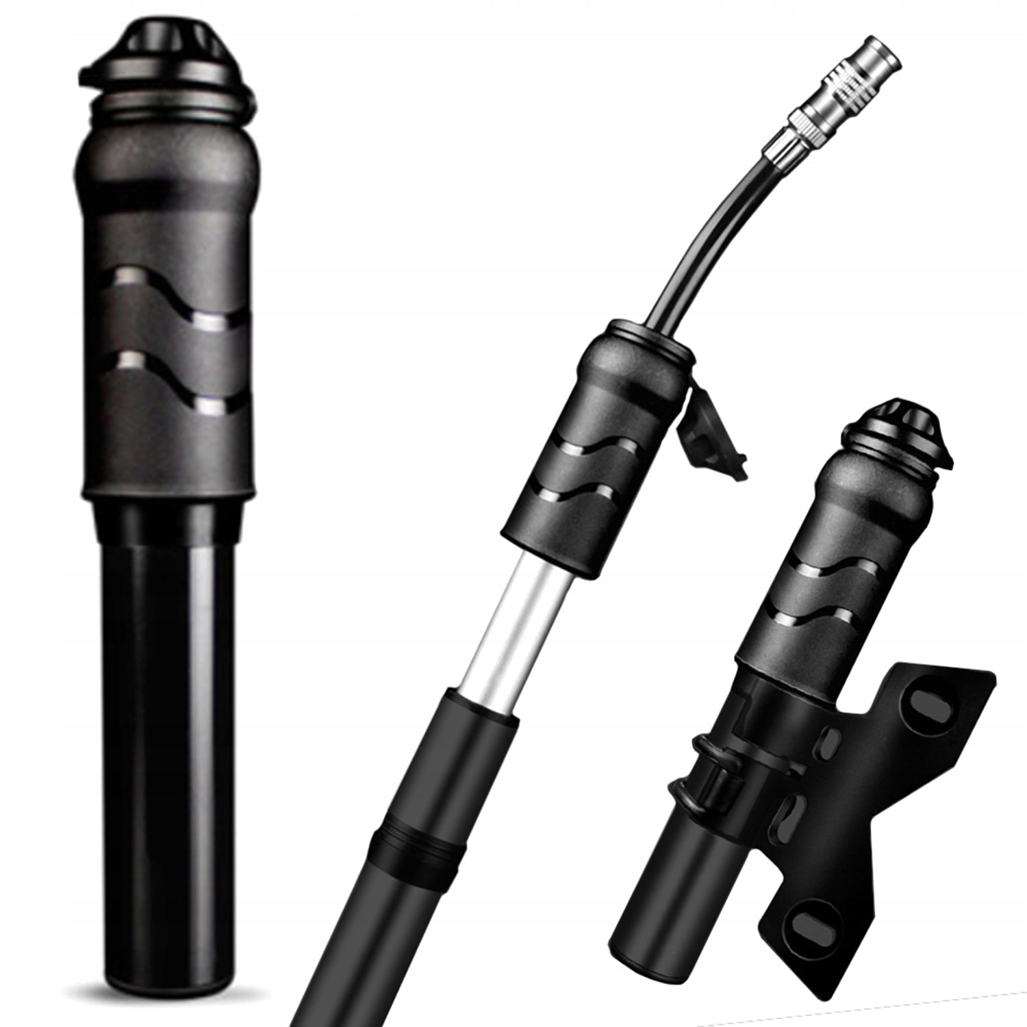 MINI HAND BICYCLE PUMP WITH FRAME HOLDER FOR PUMPING THE BIKE ADAPTER