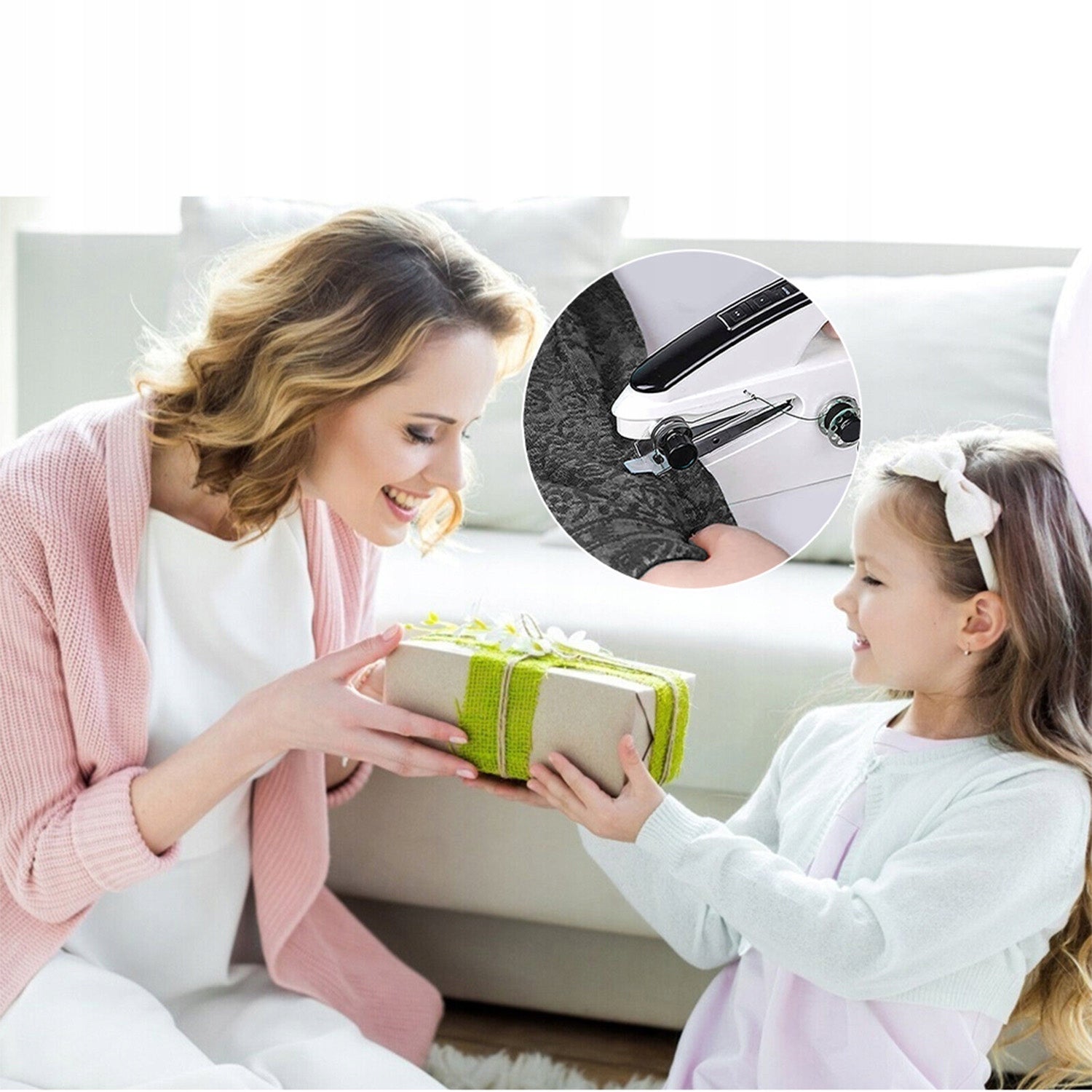 MINI HAND SEWING MACHINE HANDY AUTOMATIC USB PORTABLE MACHINE Dominant color white