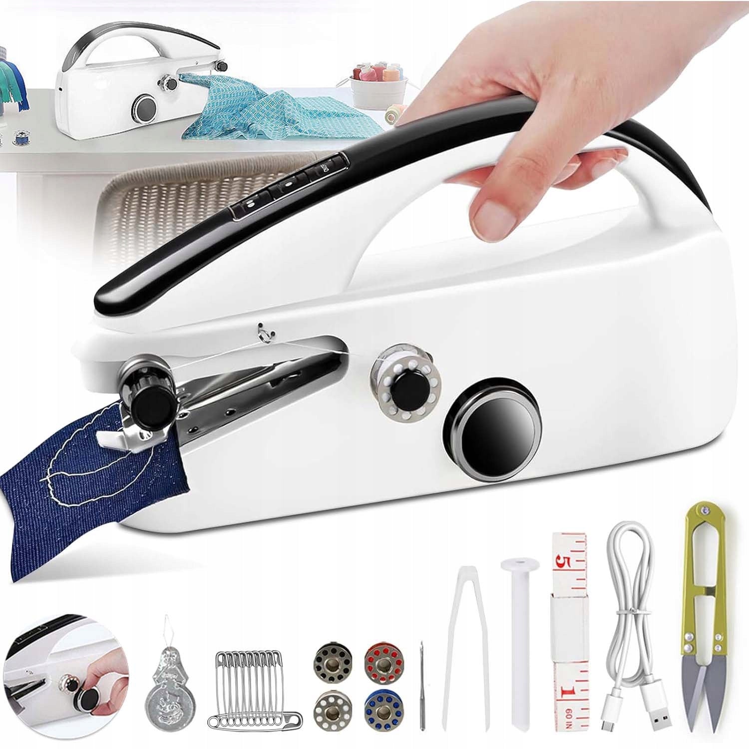 MINI HAND SEWING MACHINE HANDY AUTOMATIC USB PORTABLE MACHINE