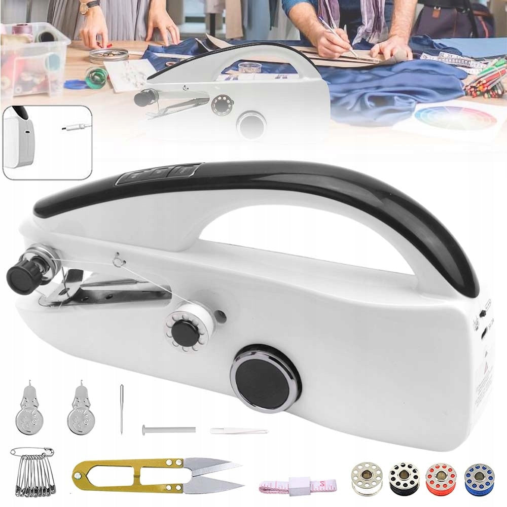 MINI HAND SEWING MACHINE PORTABLE USB BATTERY POWERED +ACCESSORIES