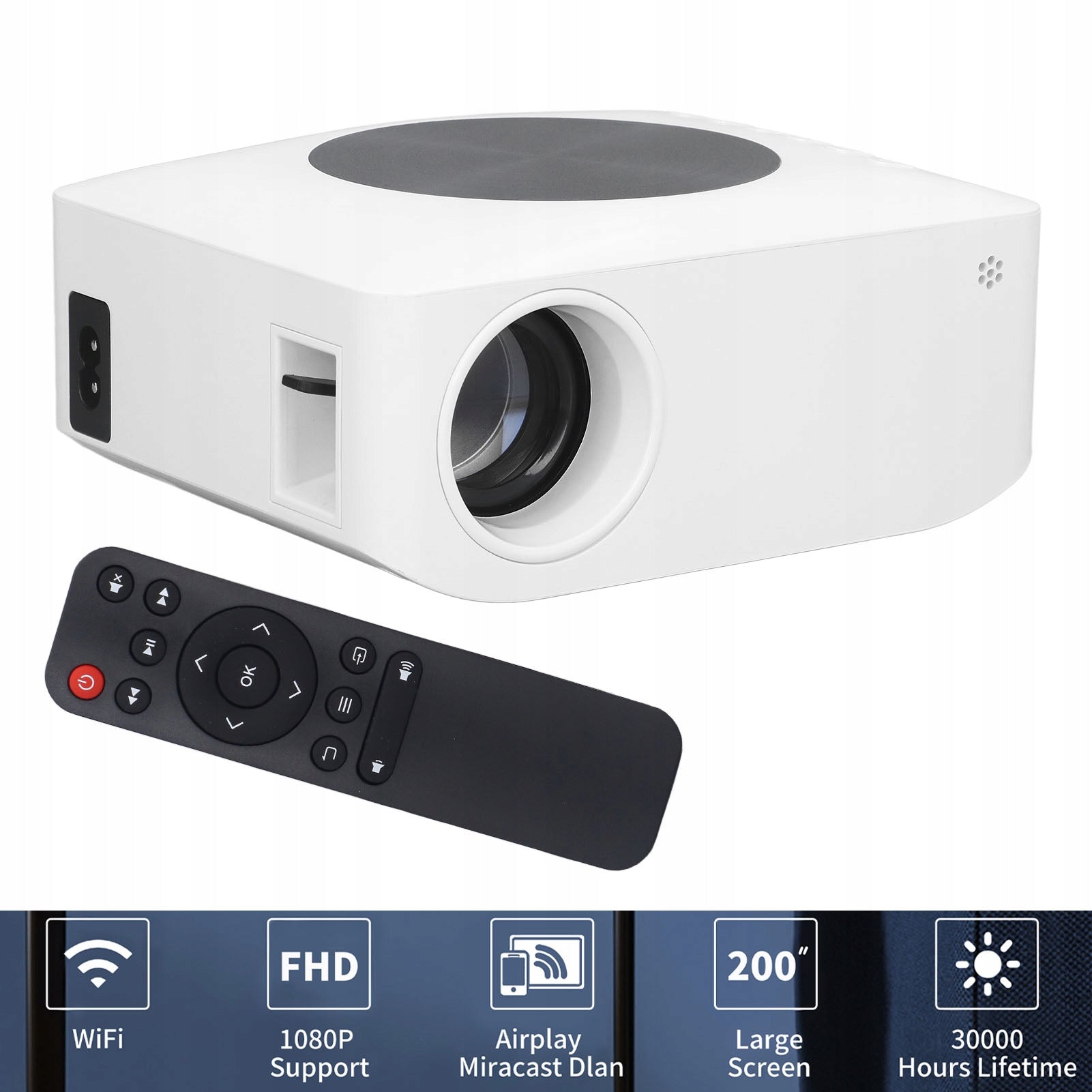 MINI HD PROJECTOR FOR HOME AND OUTDOOR CINEMA WITH LARGE SCREEN 200 INCHES Packaging status original