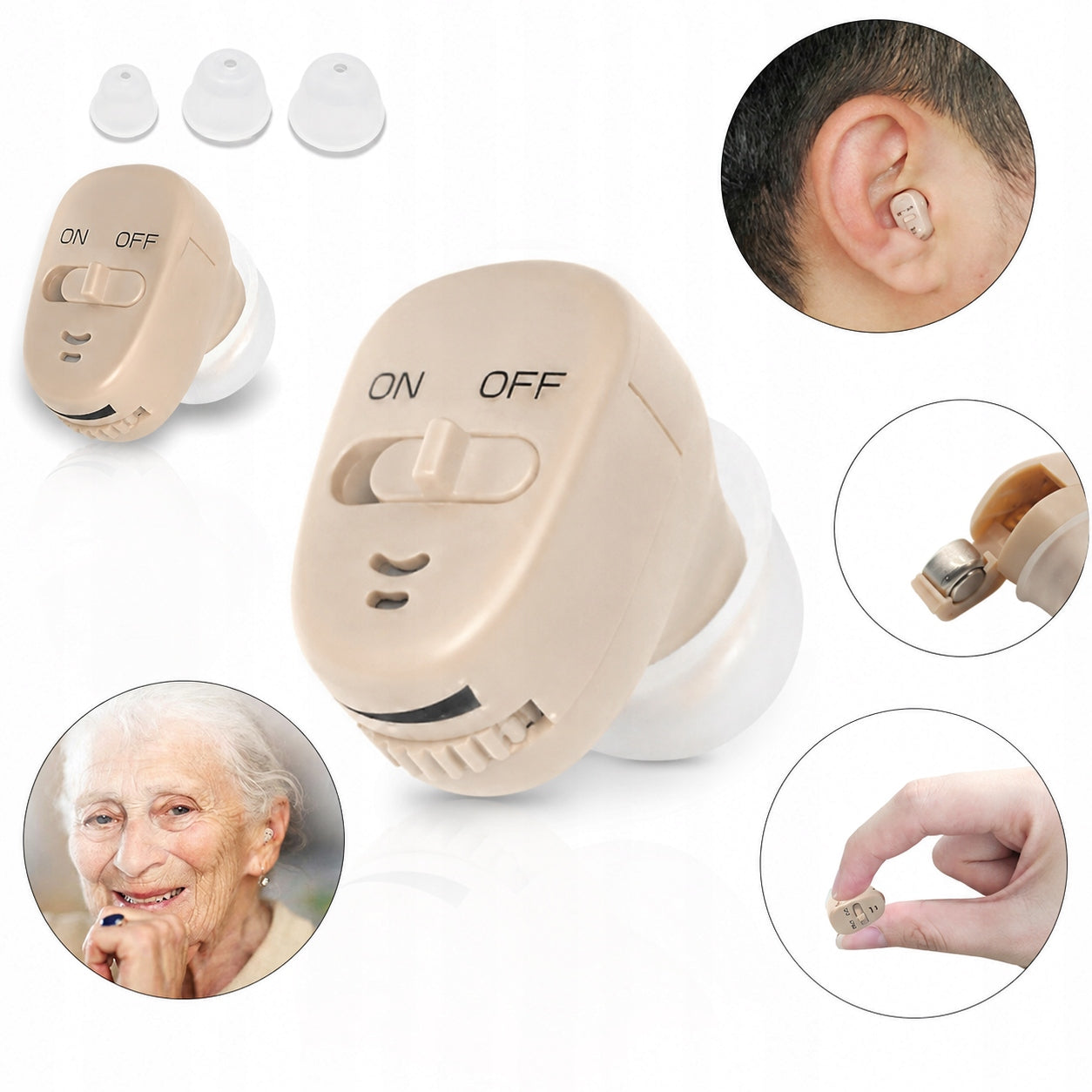 MINI IN-EAR HEARING AID INVISIBLE SMALL LIGHT DIGITAL READY SET