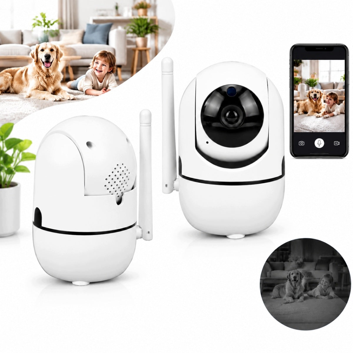 MINI INDOOR WIFI CAMERA ROTATING BABY MONITOR ELECTRONIC 2MP FOR HOME NEW
