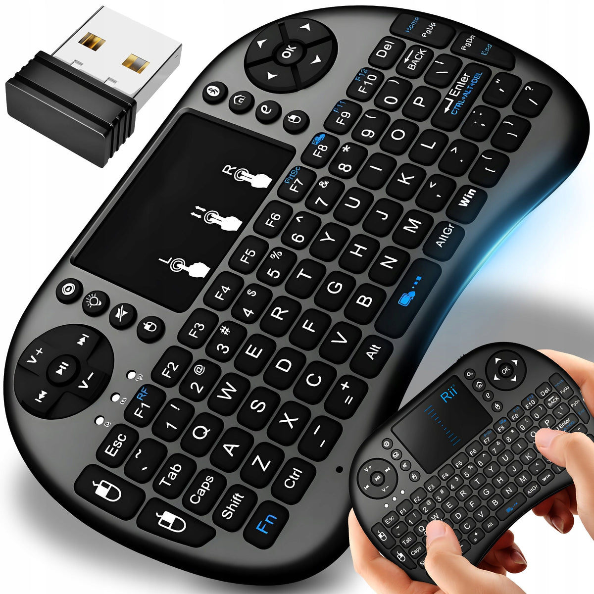 MINI KEYBOARD WIRELESS TOUCHPAD SMART TV LED BACKLIGHT RGB