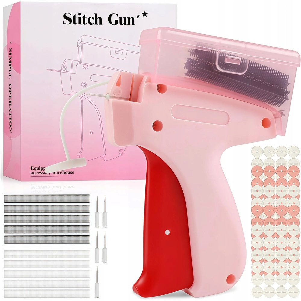 MINI MACHINE FOR QUICK REPAIR OF CLOTHING GUN FOR QUICK SEWING Dominant color pink