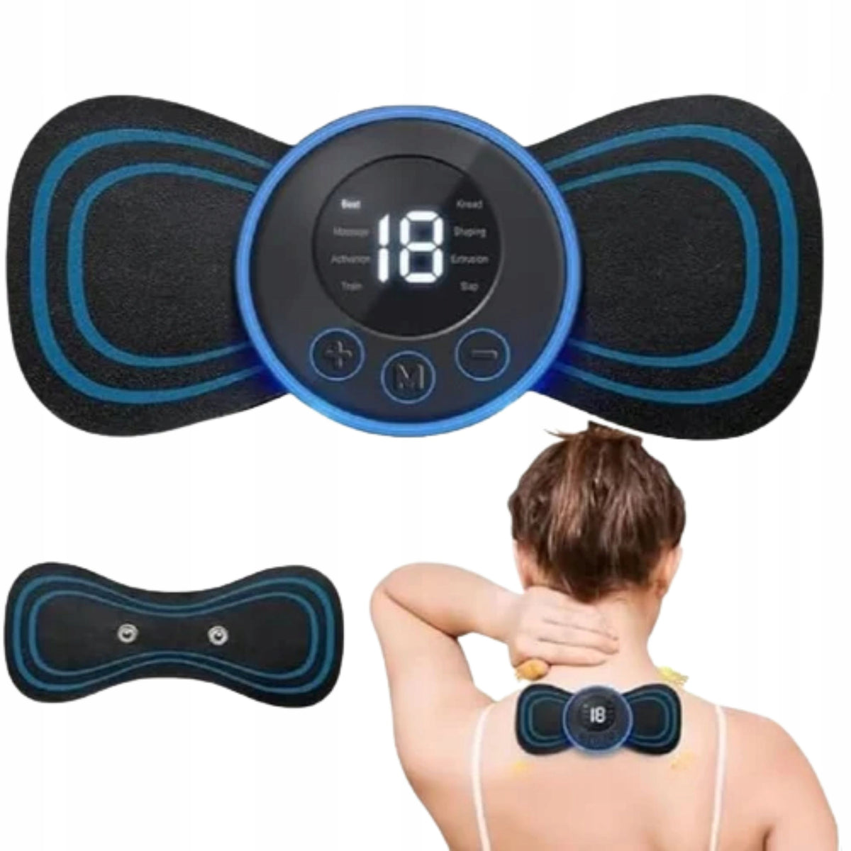 MINI MASSAGER NECK ELECTROSTIMULATOR BODY MUSCLE EMS 8x MODES+ REMOTE CONTROL Packaging status original