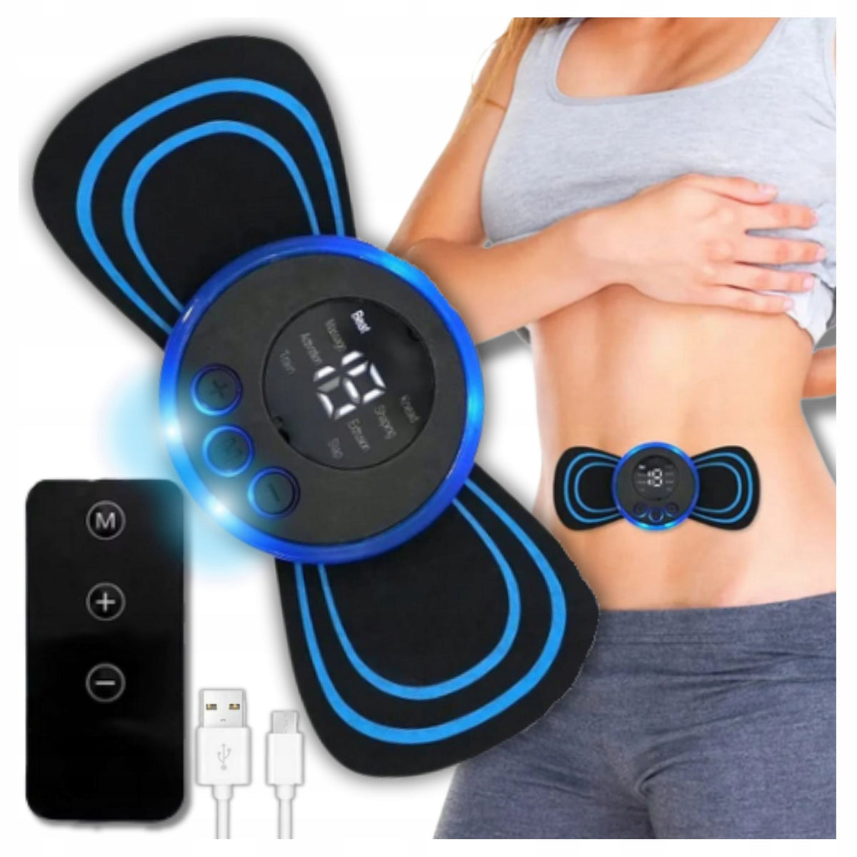 MINI MASSAGER NECK ELECTROSTIMULATOR BODY MUSCLE EMS 8x MODES+ REMOTE CONTROL