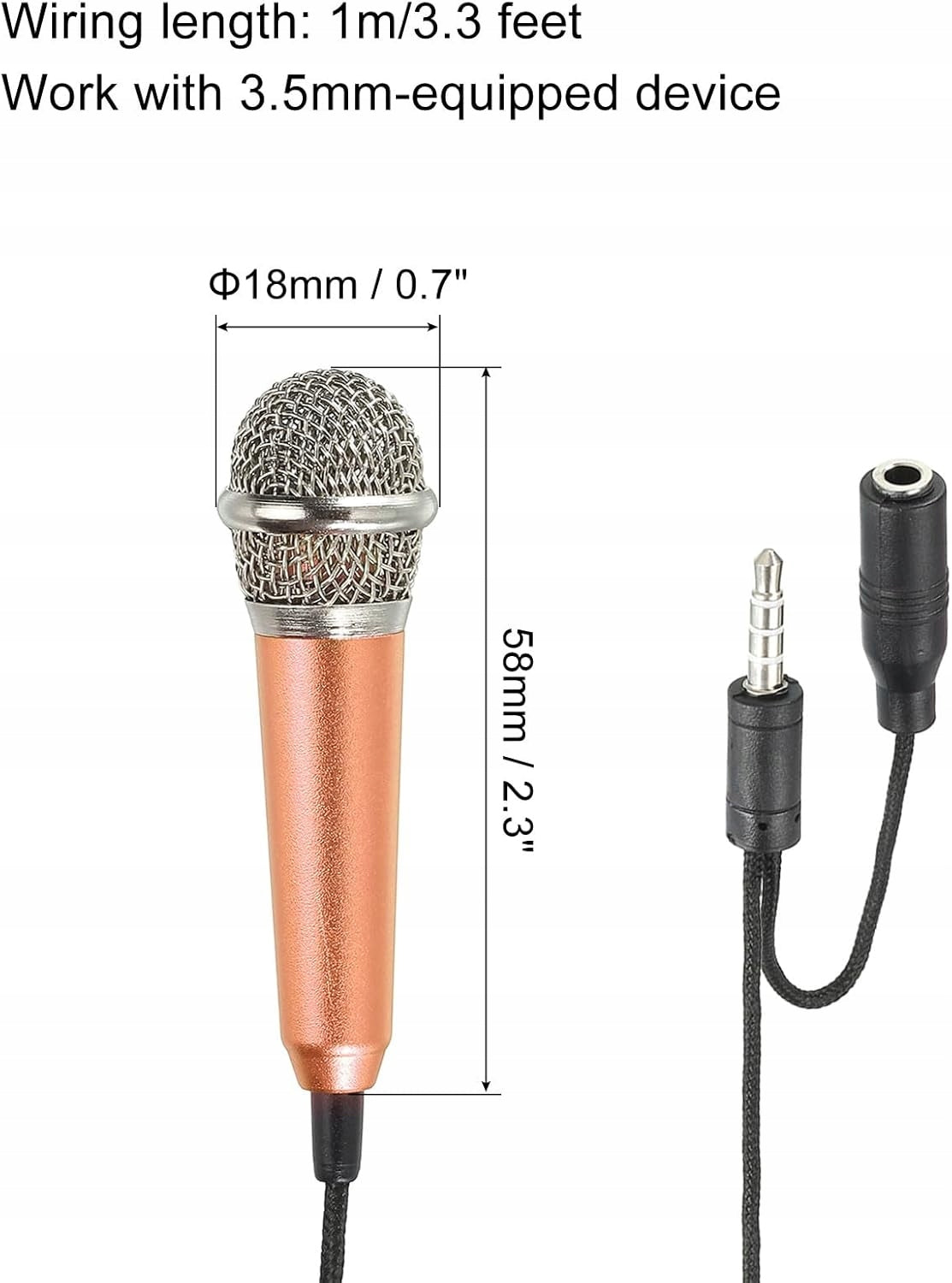 MINI MICROPHONE PORTABLE VOCAL ROSE GOLD + STAND Manufacturer code MIKROFON PRZENOŚNY WOKALNY RÓŻOWE ZŁOTO