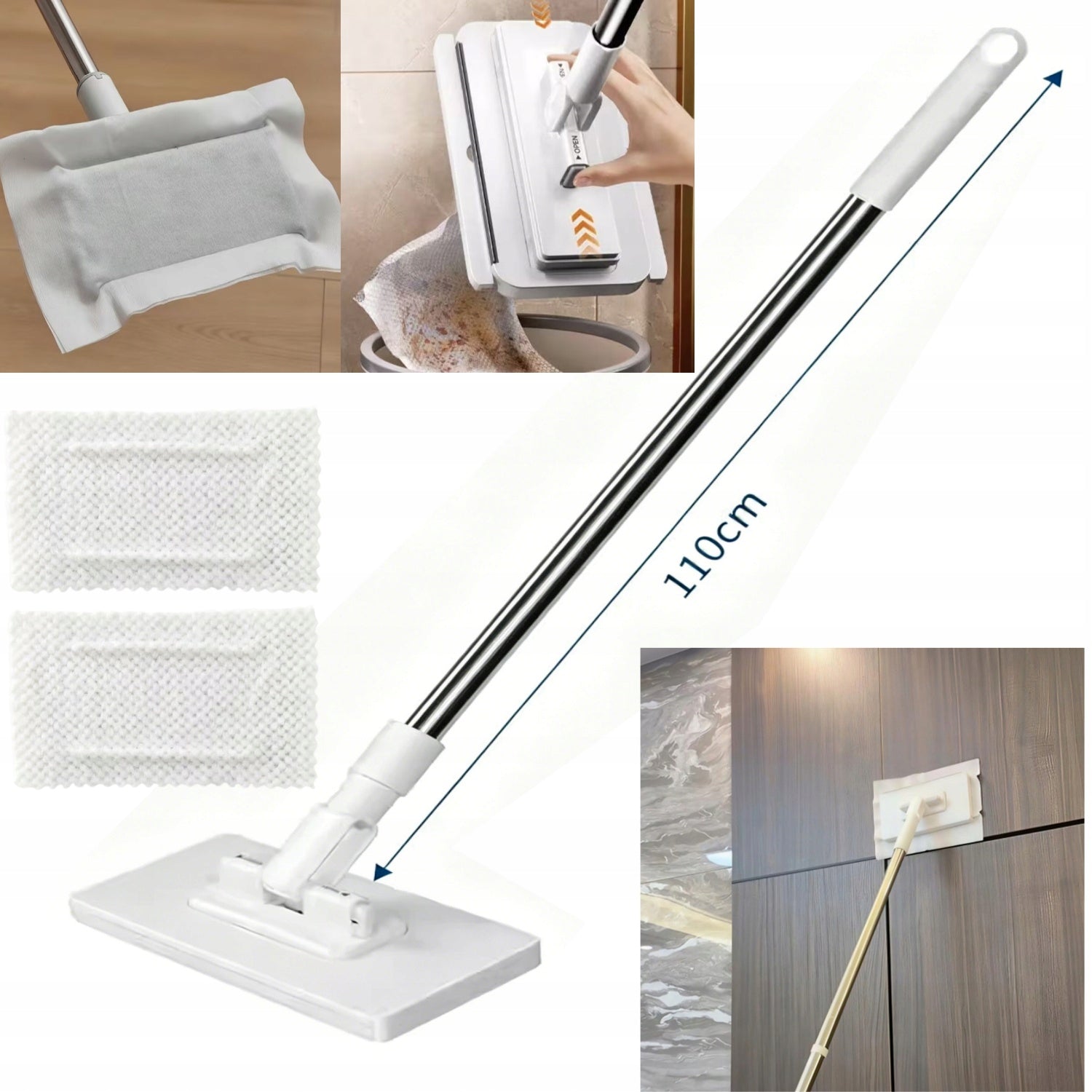 MINI MOP PŁASKI Z WYMIANĄ ŚCIERECZKI DO CZYSZCZENIA OKIEN, ŚCIAN, SZCZELIN