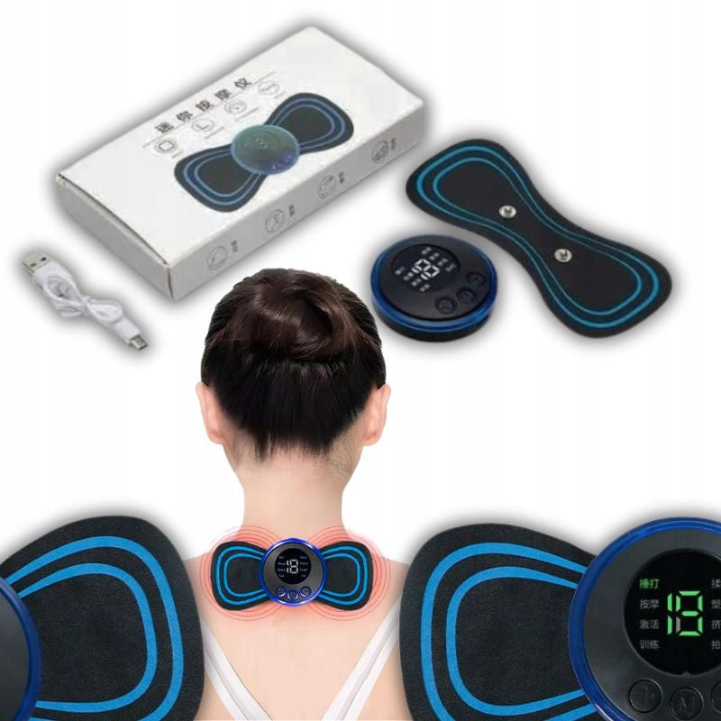 MINI NECK MASSAGER BACK NECK SHOULDER ELECTROSTIMULATOR + SPARE PATCH Medical device no