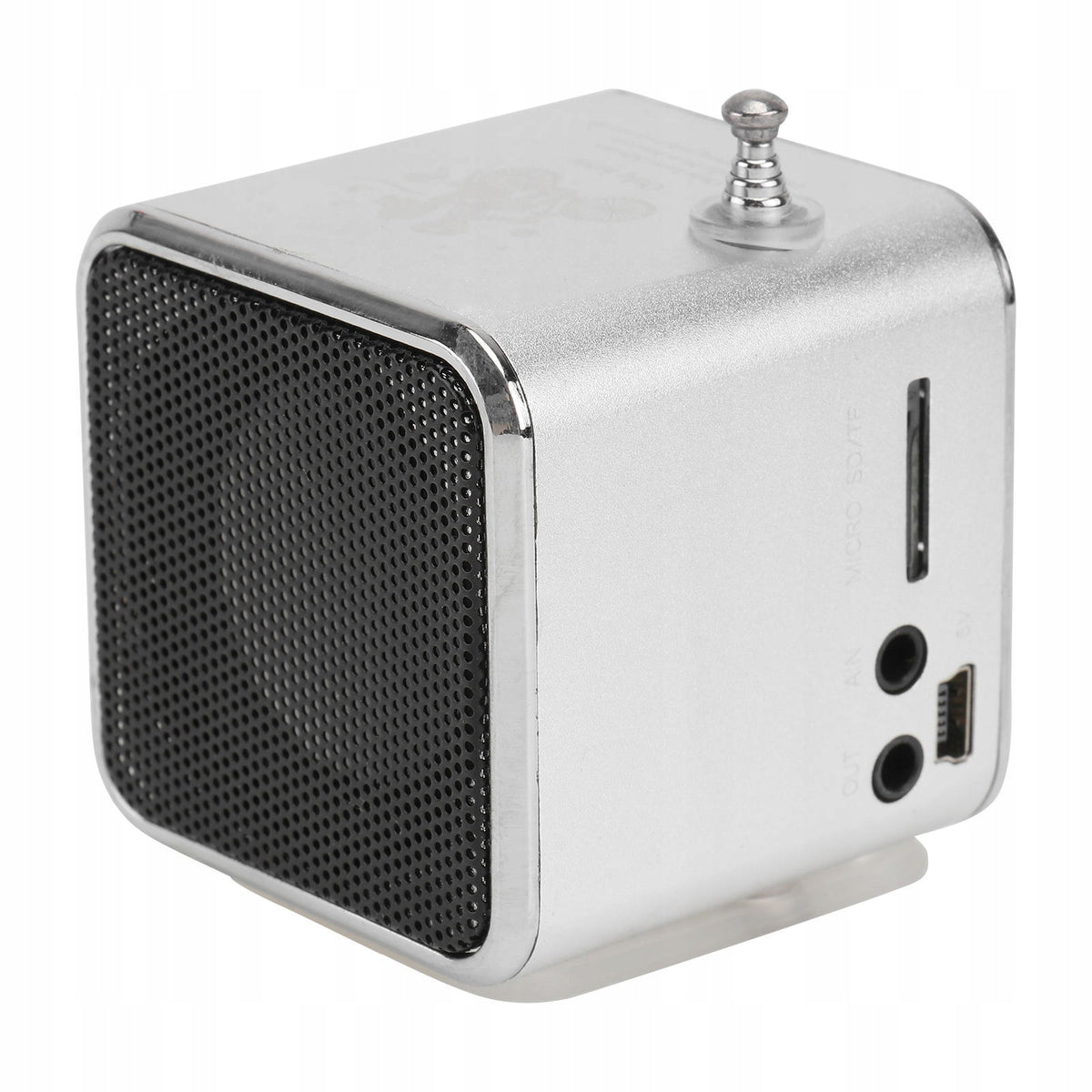 MINI ODTWARZACZ MP3 MP4 PRZENOŚNY SREBRNY Z RADIEM FM USB Brand no brand