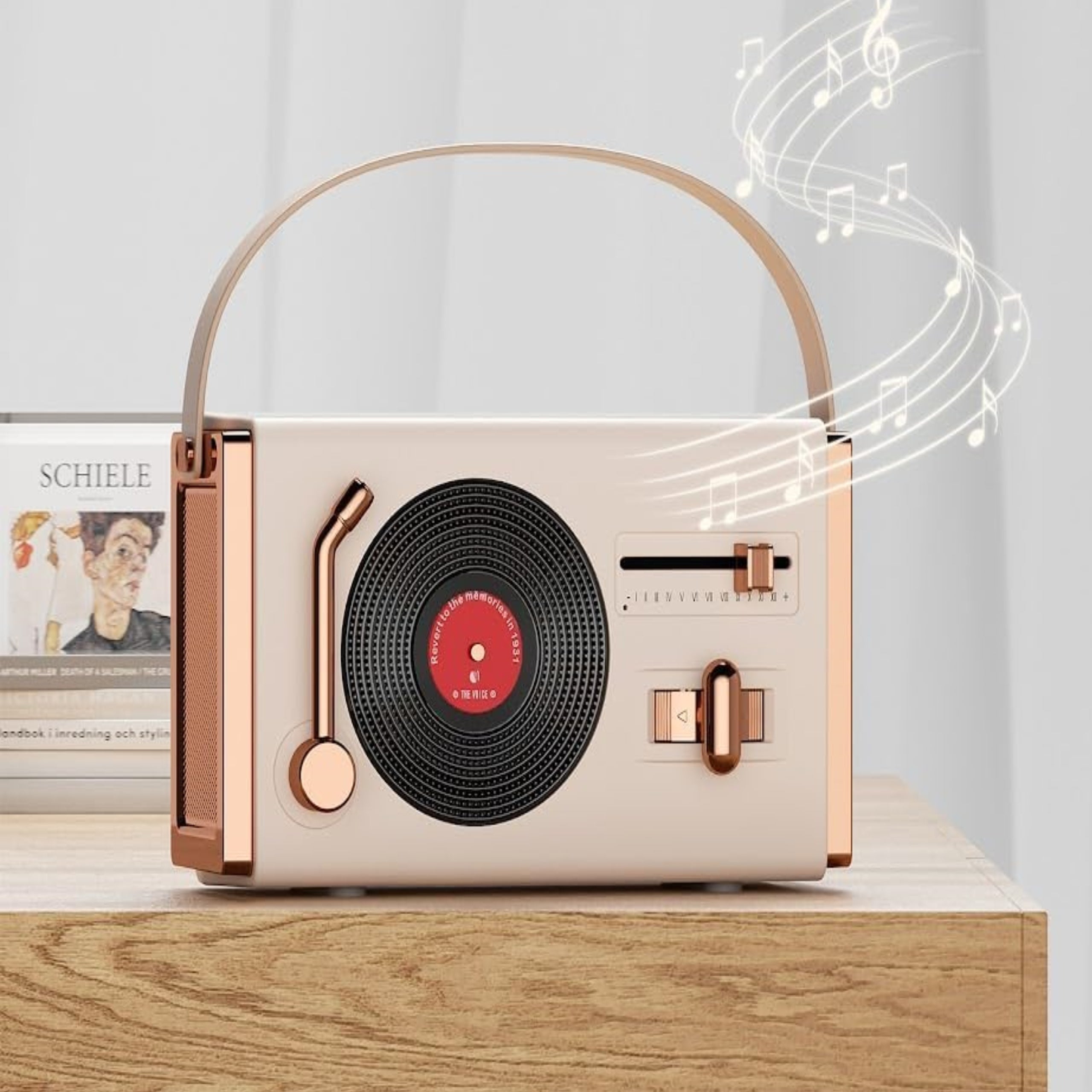 MINI PINK WIRELESS SPEAKER PORTABLE BLUETOOTH RETRO VINYL GIFT Packaging status original
