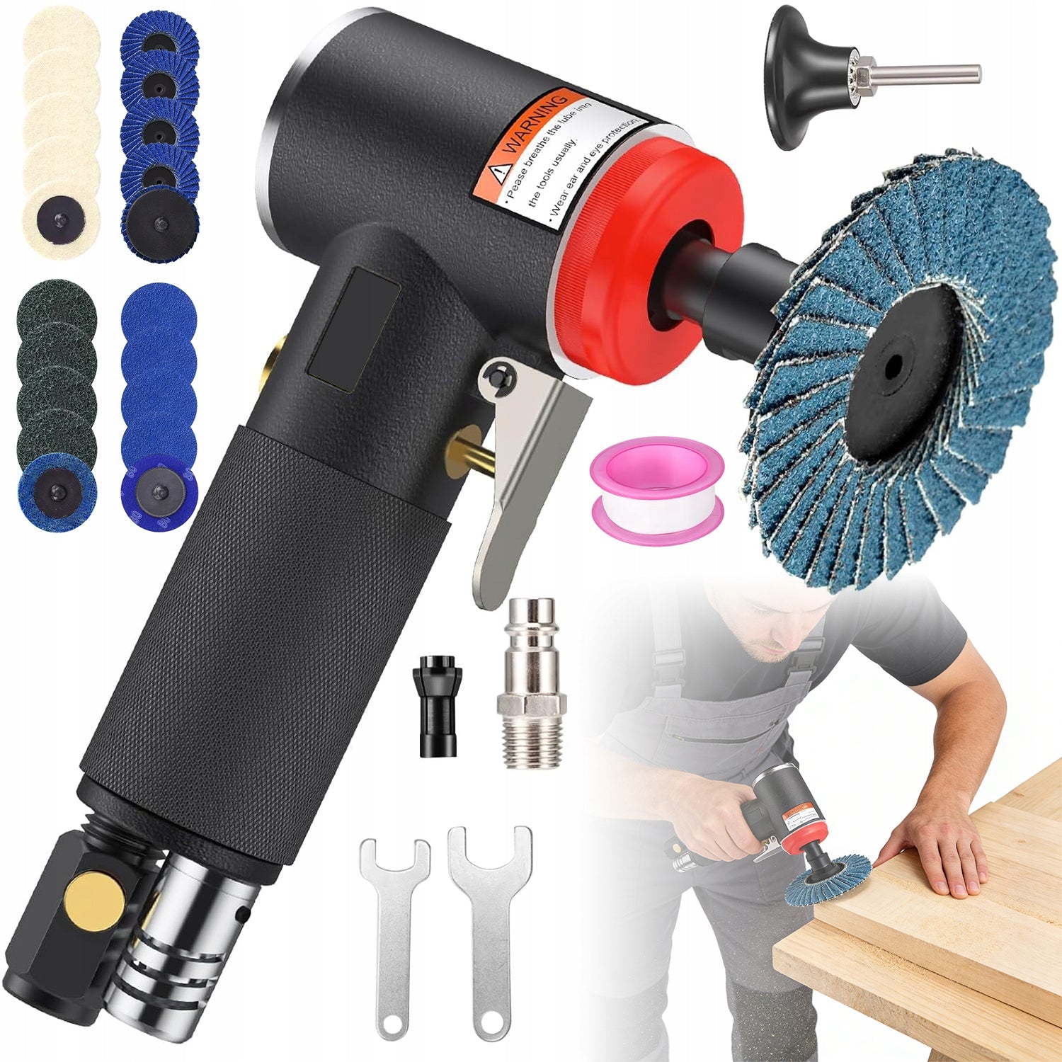 MINI PNEUMATIC GRINDER SET 90° STEEL DURABLE PRECISION MACHINING